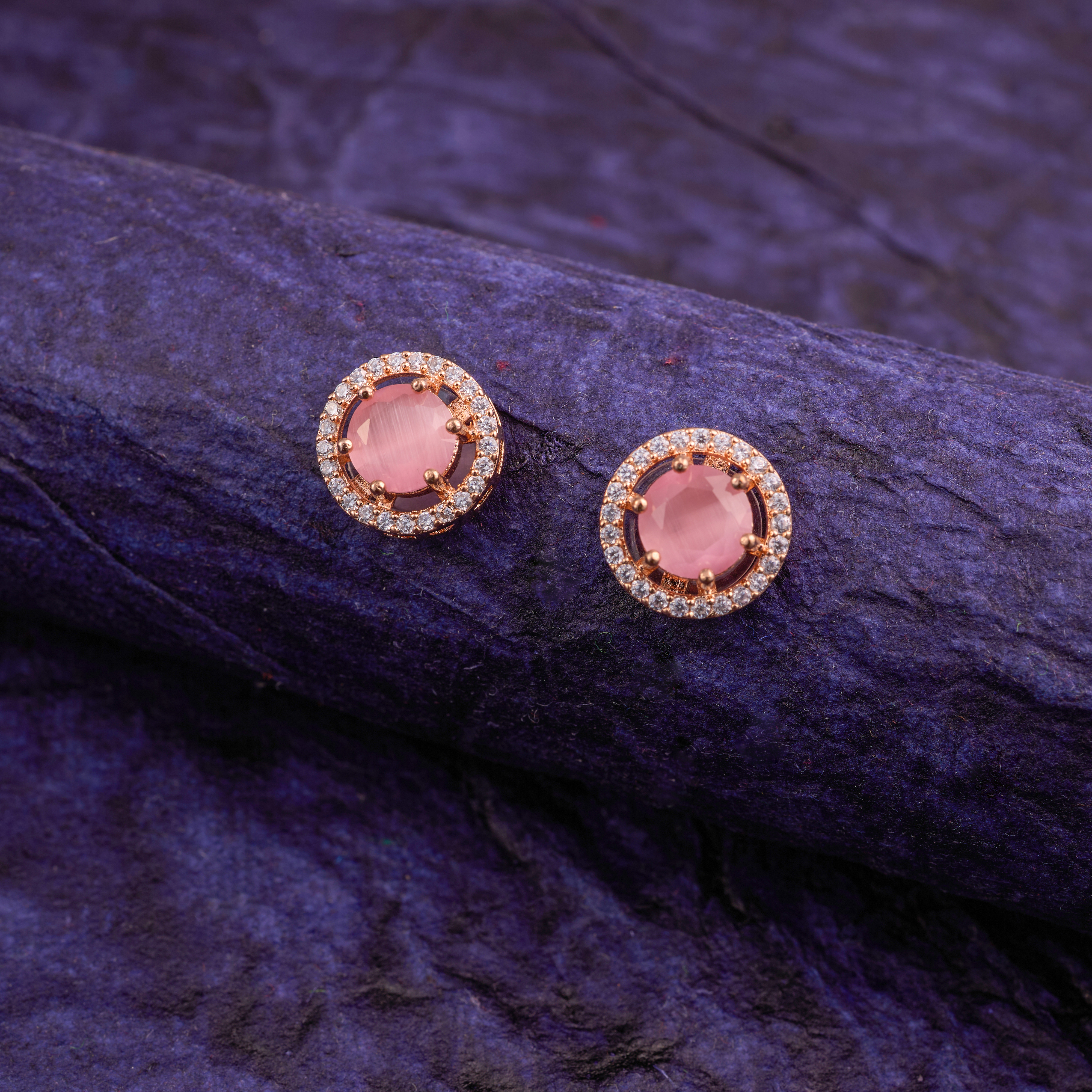 Pink Blush Halo Stud Earrings