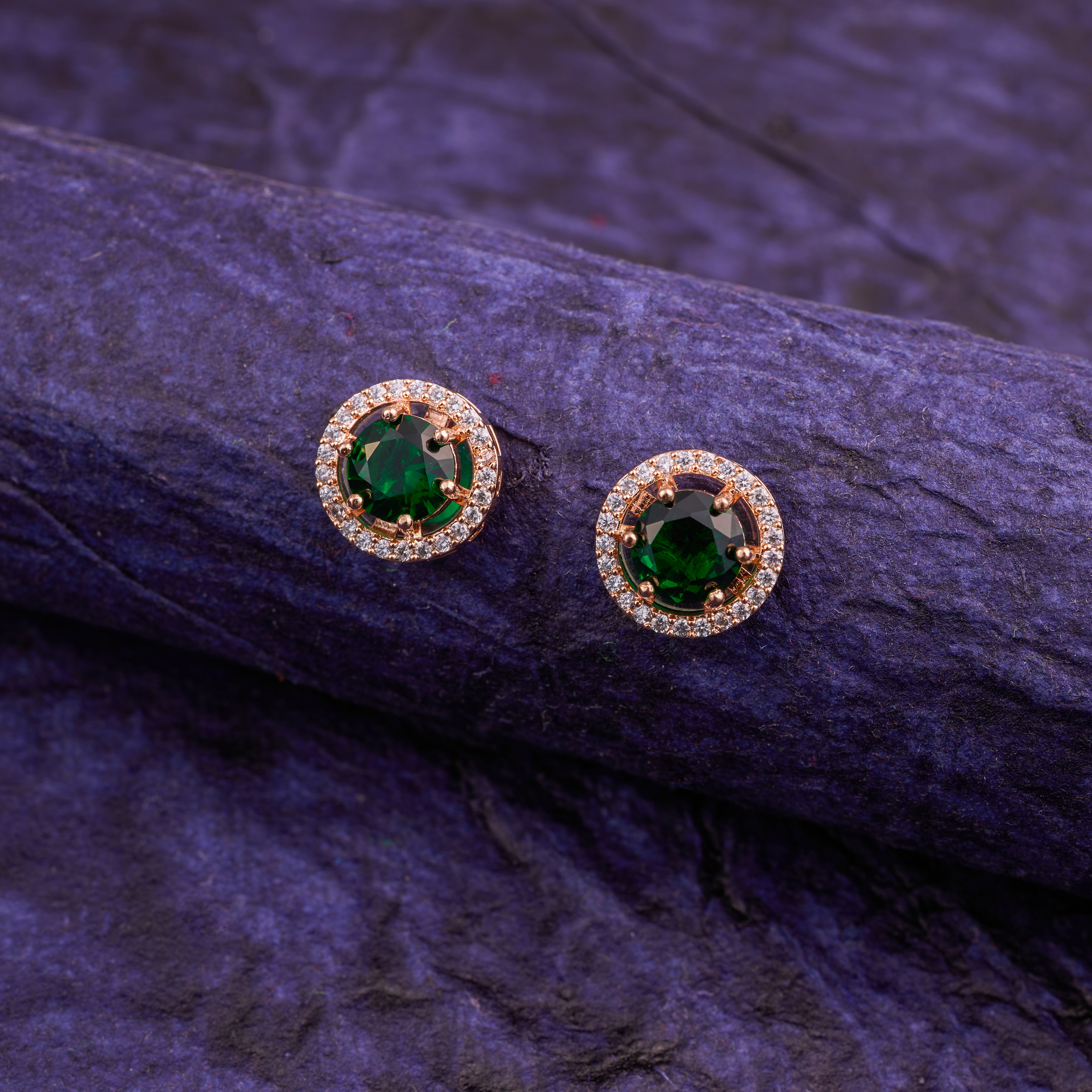 Green Blush Halo Stud Earrings