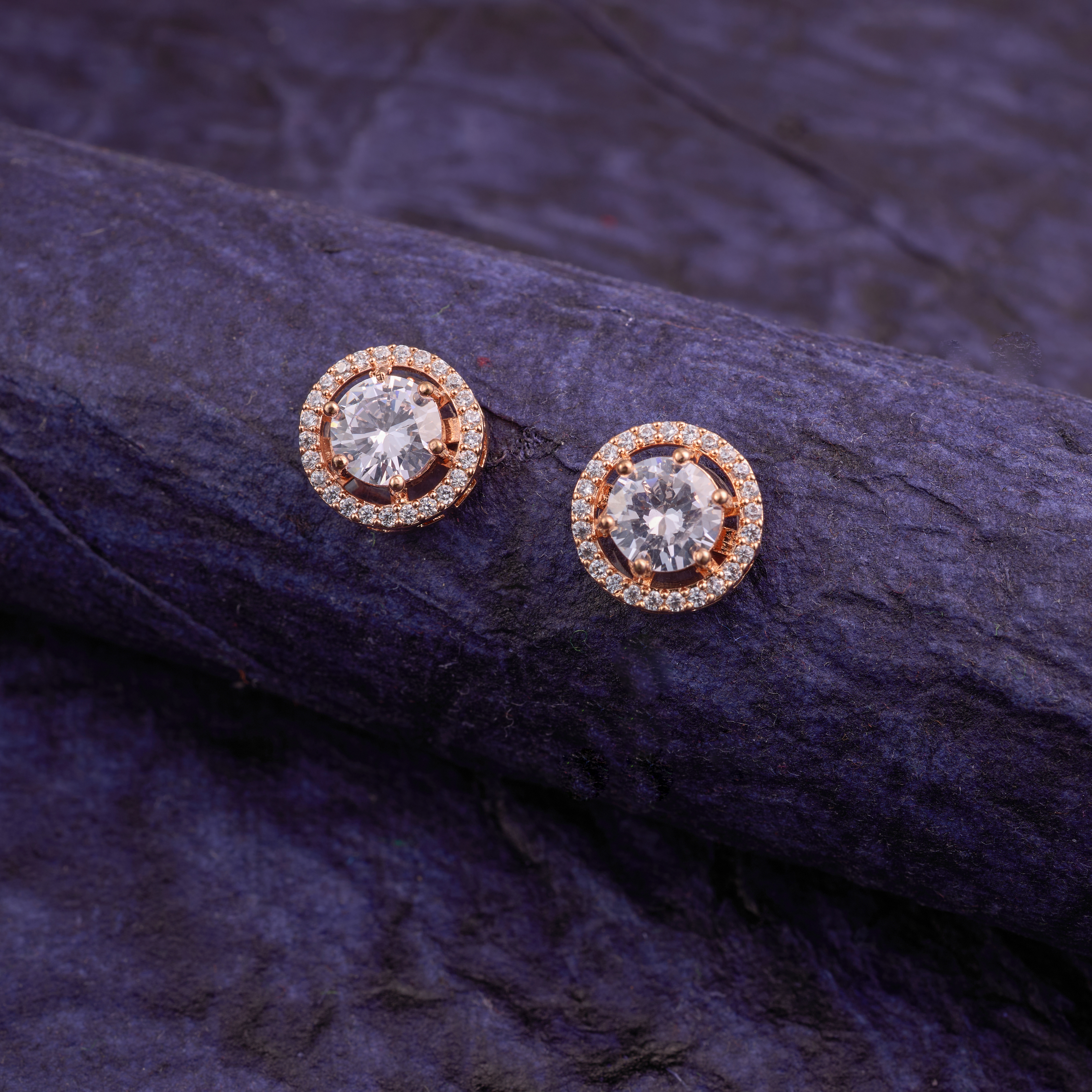 Purple Blush Halo Stud Earrings