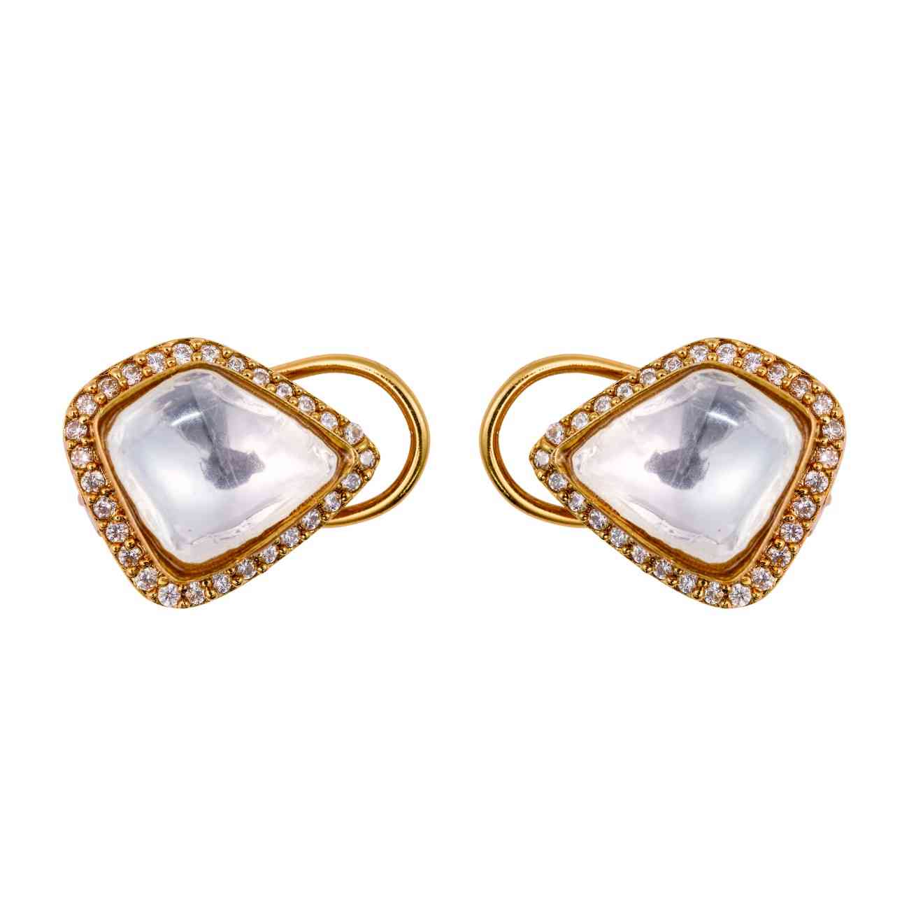 Nimoraa's Royal Spark Triangle Halo Kundan Studs