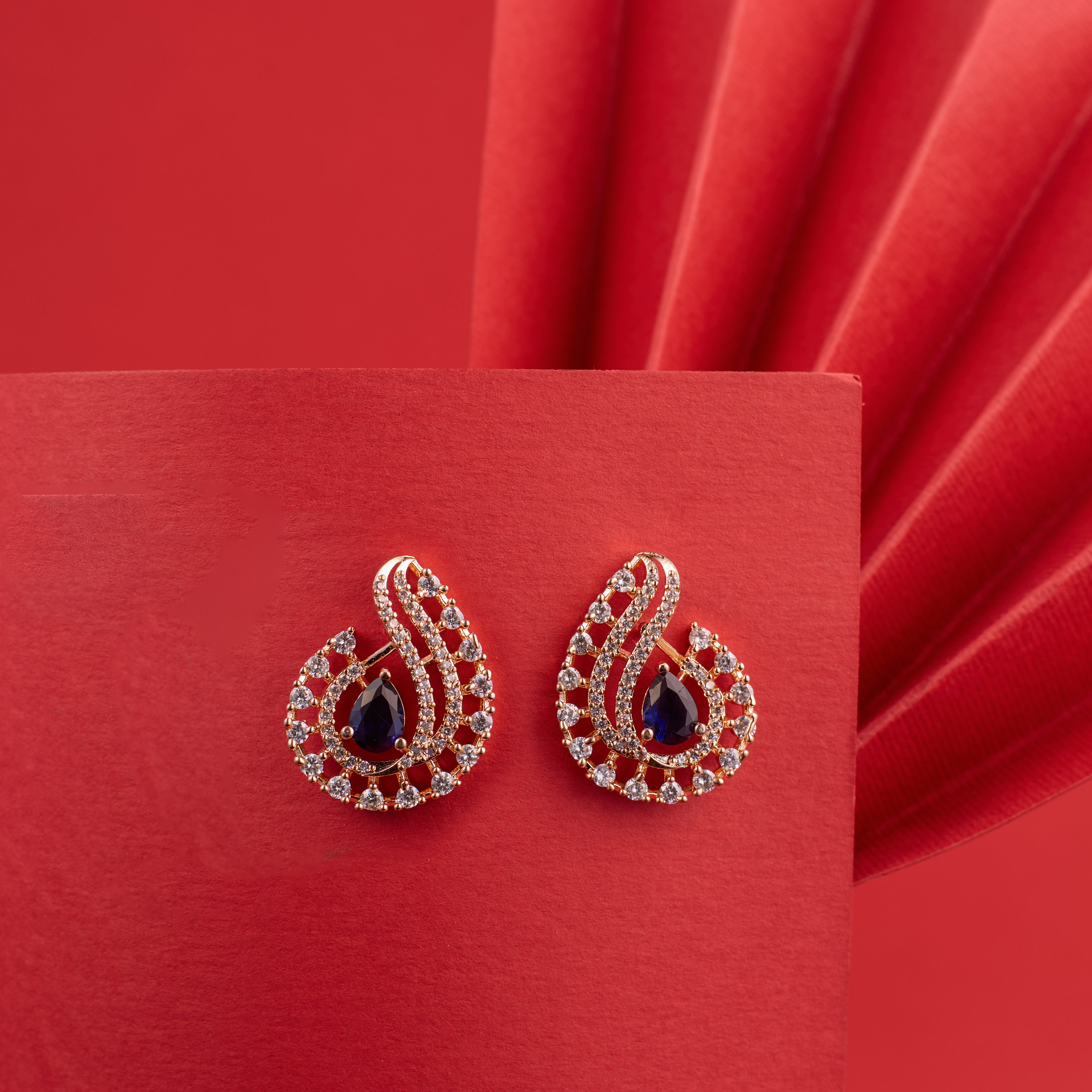 sapphire blue swirl AD earrings