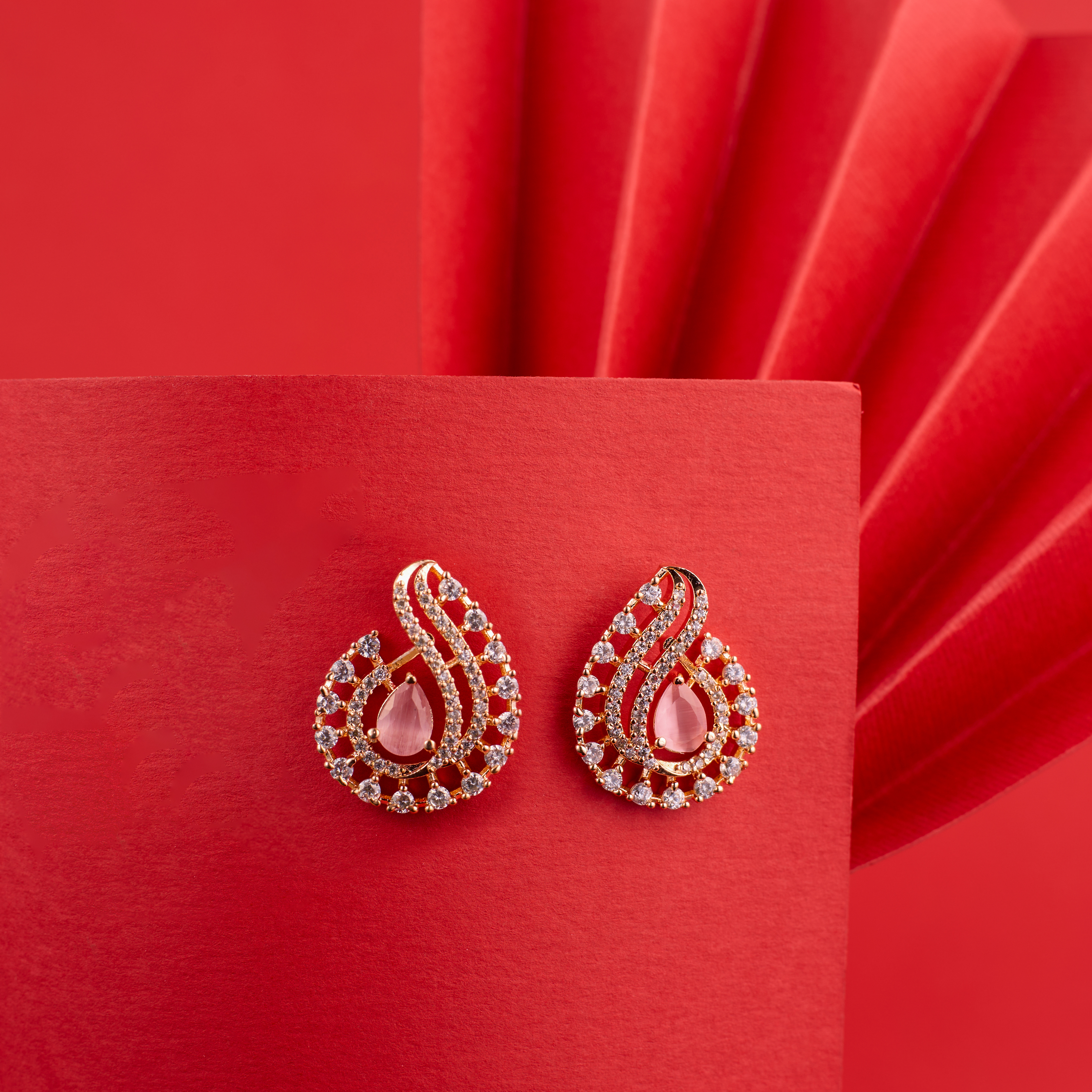 Blush pink swirl AD earrings