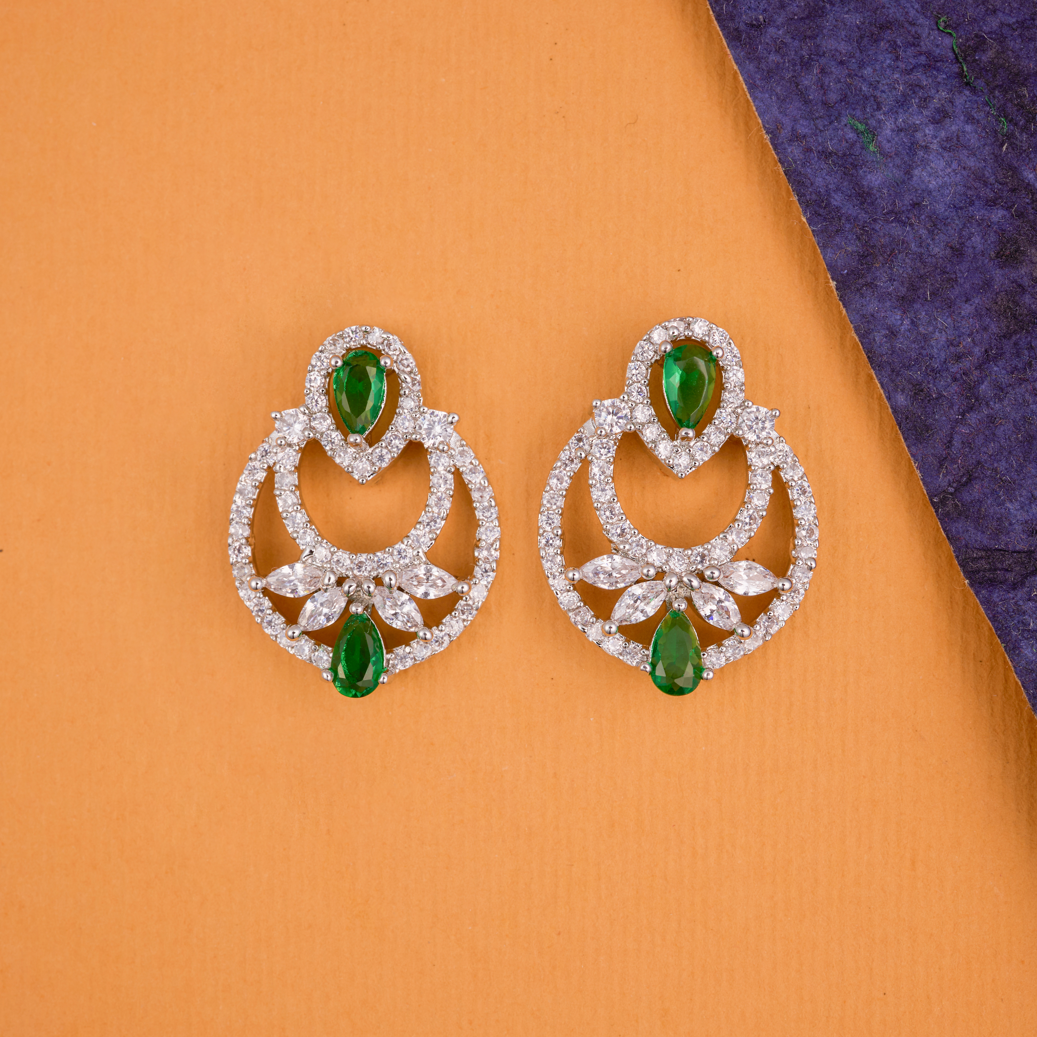Green Crowned Petals Studs