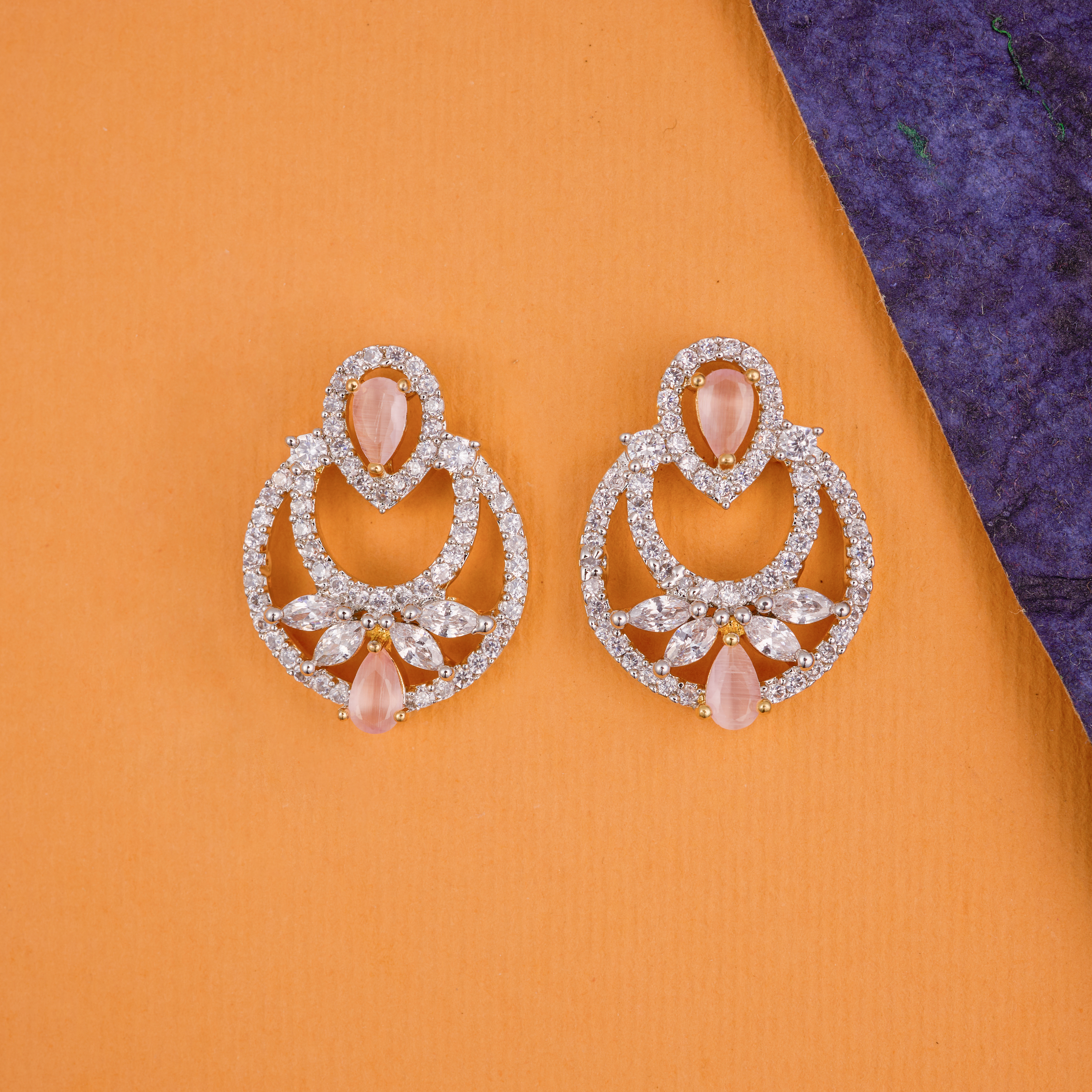 Pink Crowned Petals Studs