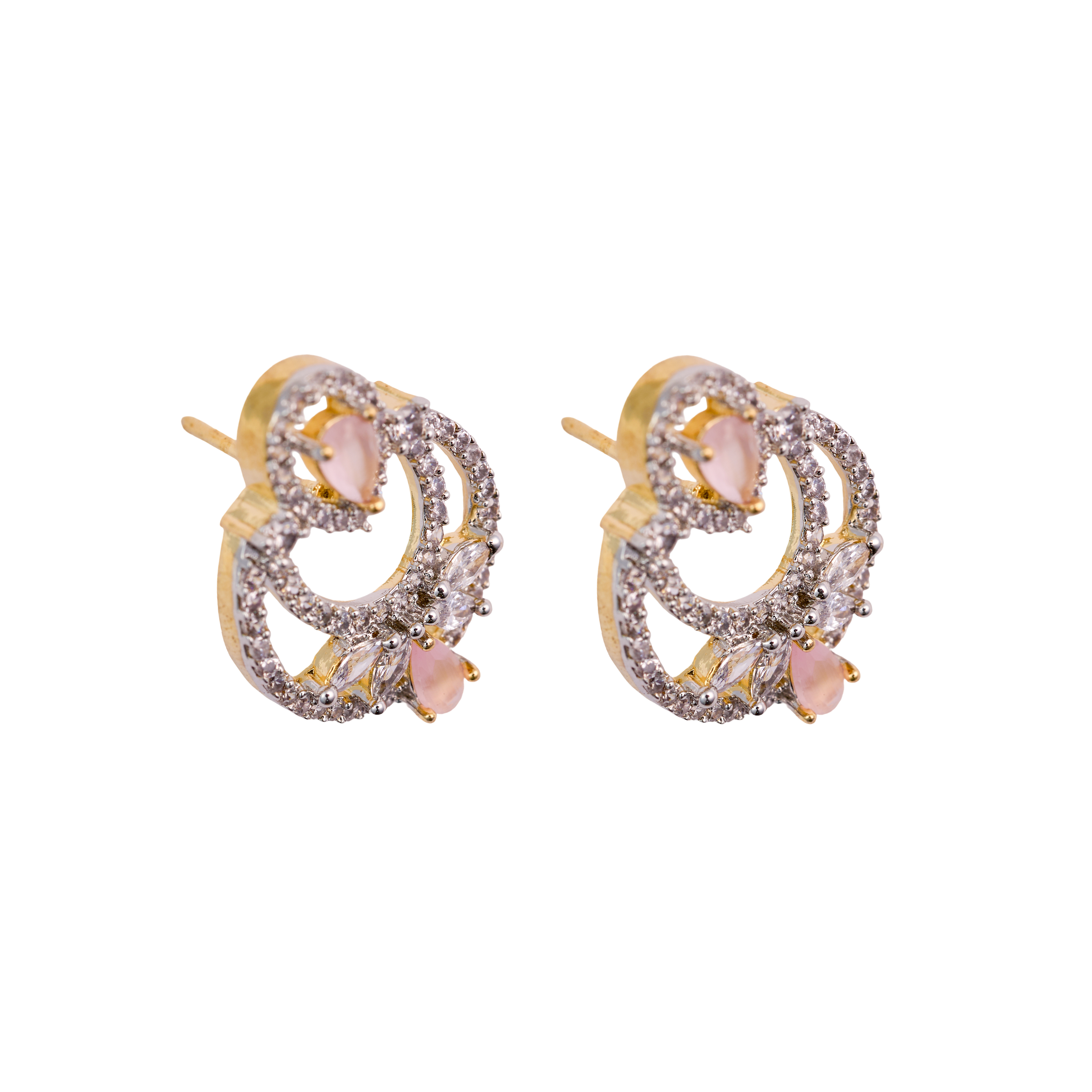 Pink Crowned Petals Studs