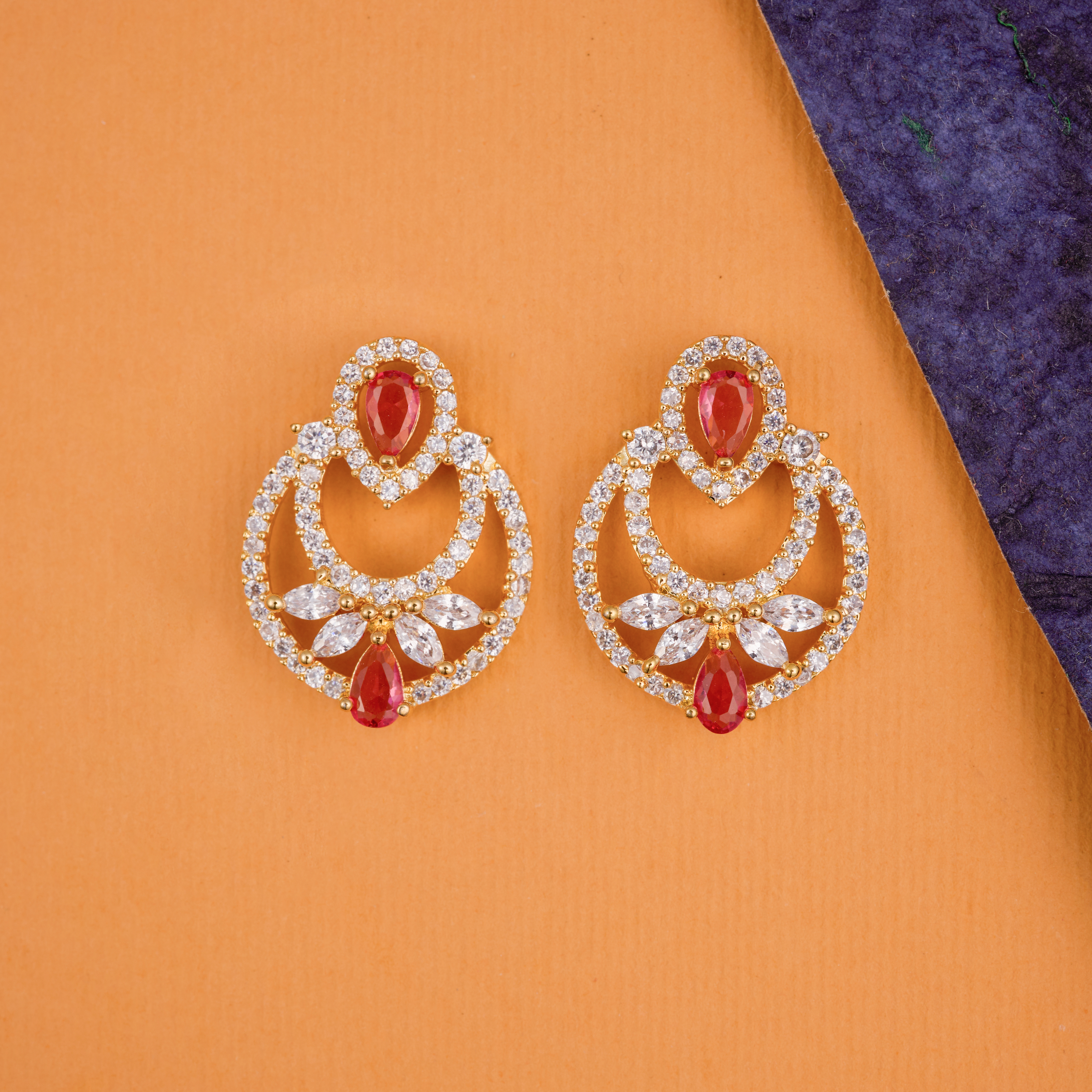 Red Crowned Petals Studs