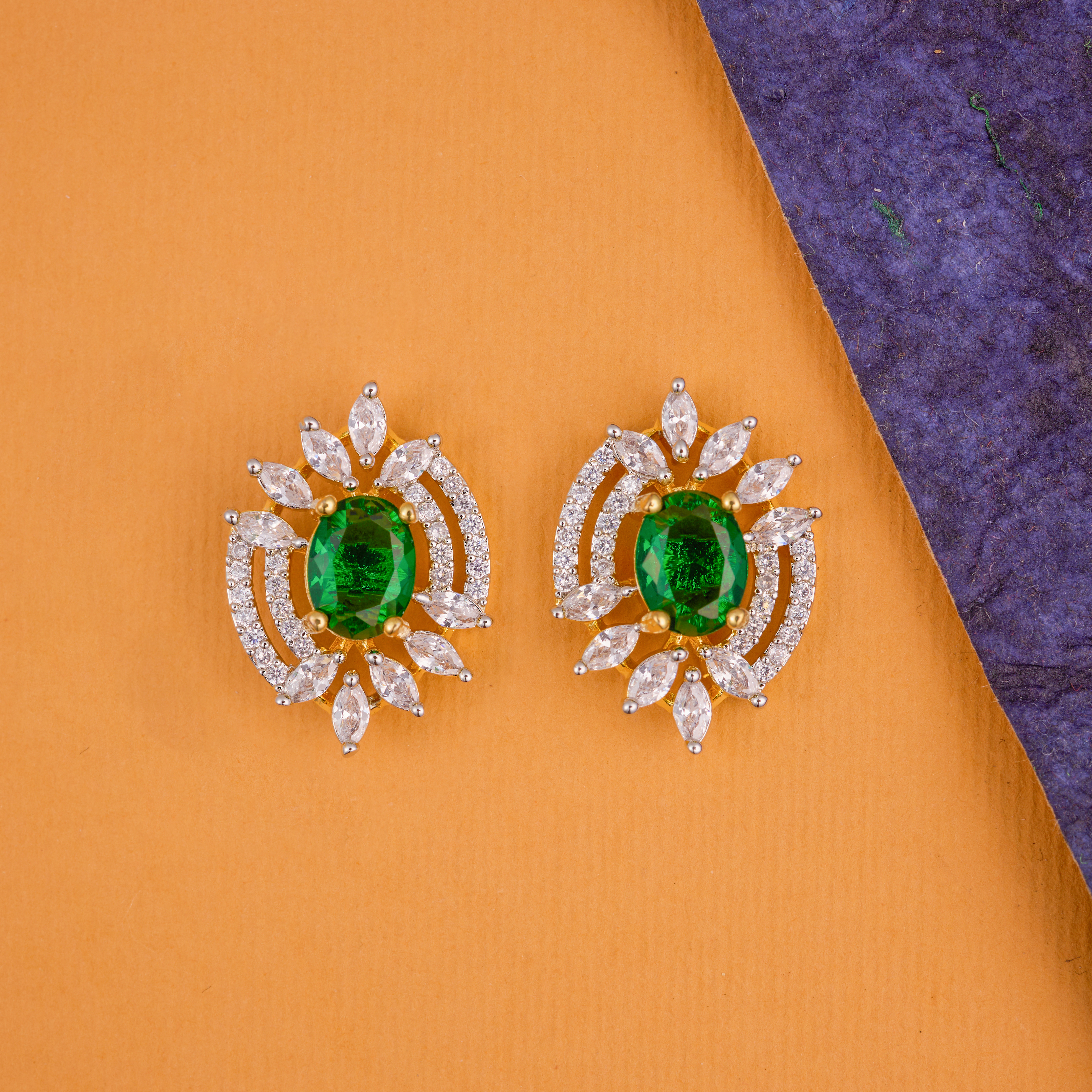 Emerald sparkle burst studs