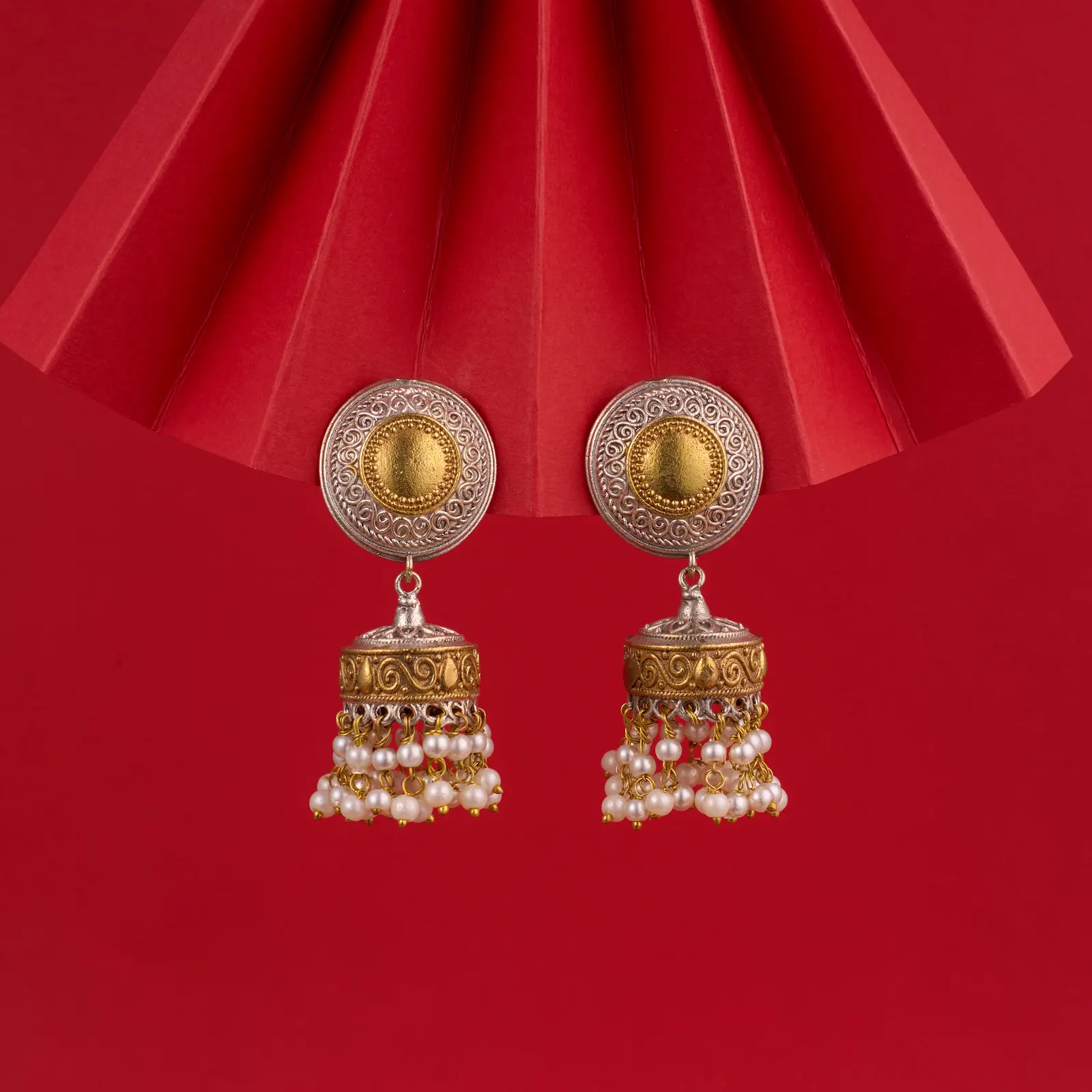 Oxidised and  Gold Dome Jhumkas