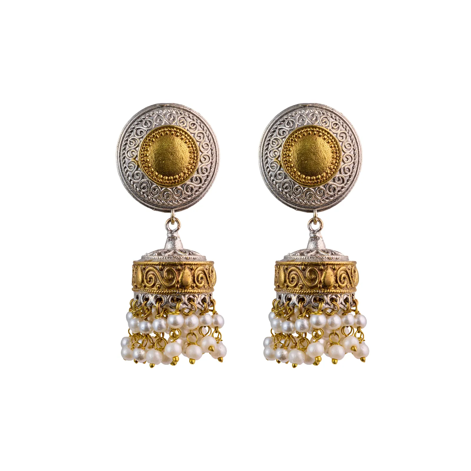 Oxidised and  Gold Dome Jhumkas