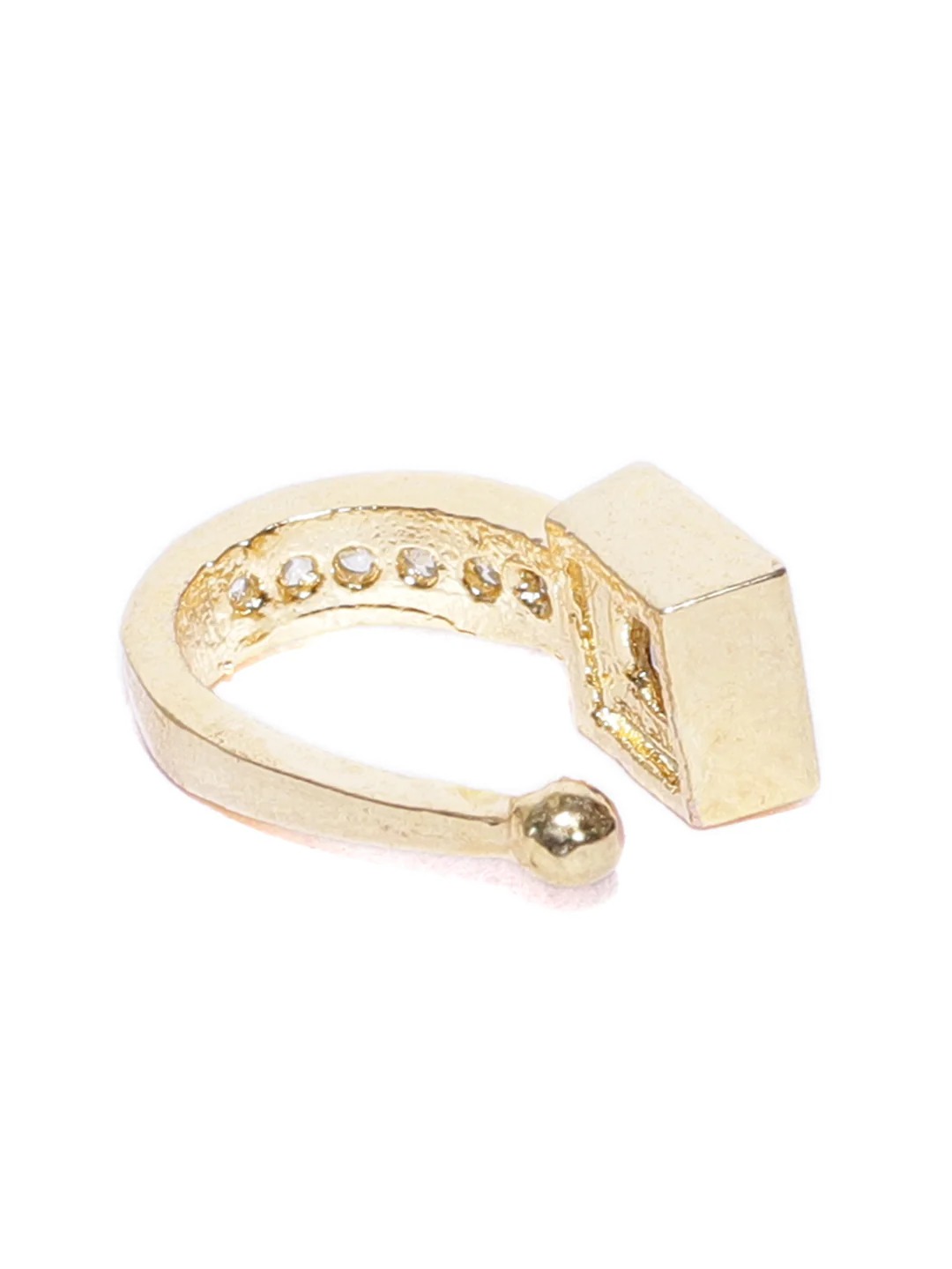 Square Solitaire CZ Clip-On Nosepin – Gold Plated Non-Piercing Pressing Nath for Women