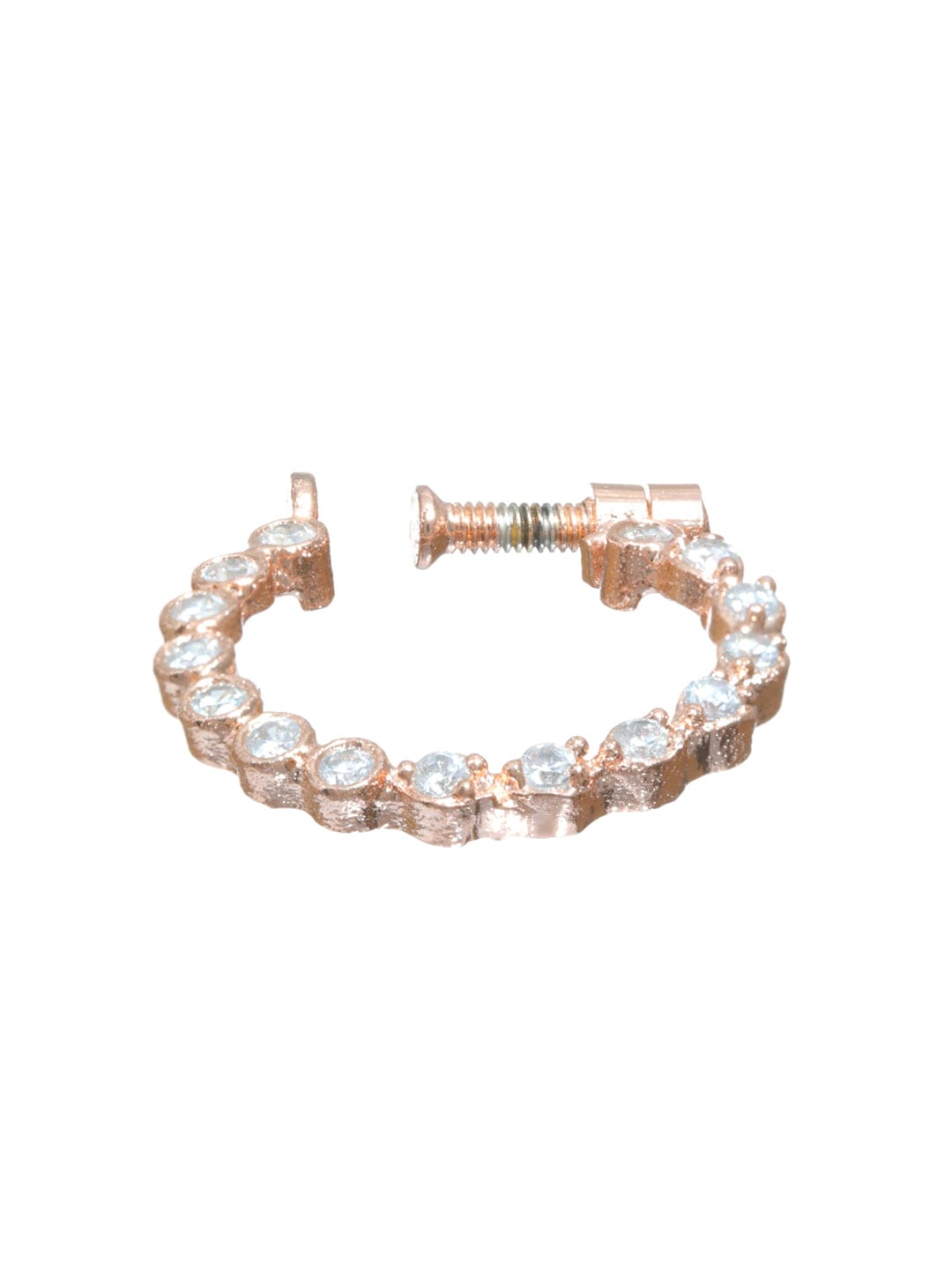 Rose Gold Bezel CZ Screw Nath – Non Piercing Screw-Type Nosepin for Women