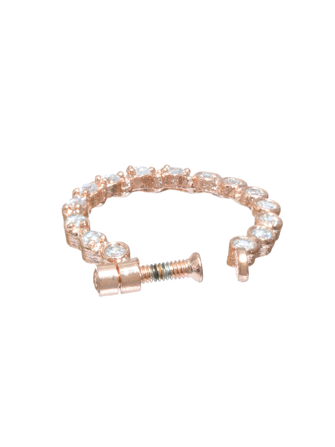 Rose Gold Bezel CZ Screw Nath – Non Piercing Screw-Type Nosepin for Women