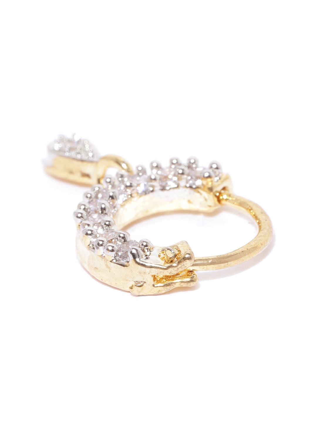 Gold CZ Full-Arc Teardrop Nath – Pierced Nose Ring for Women