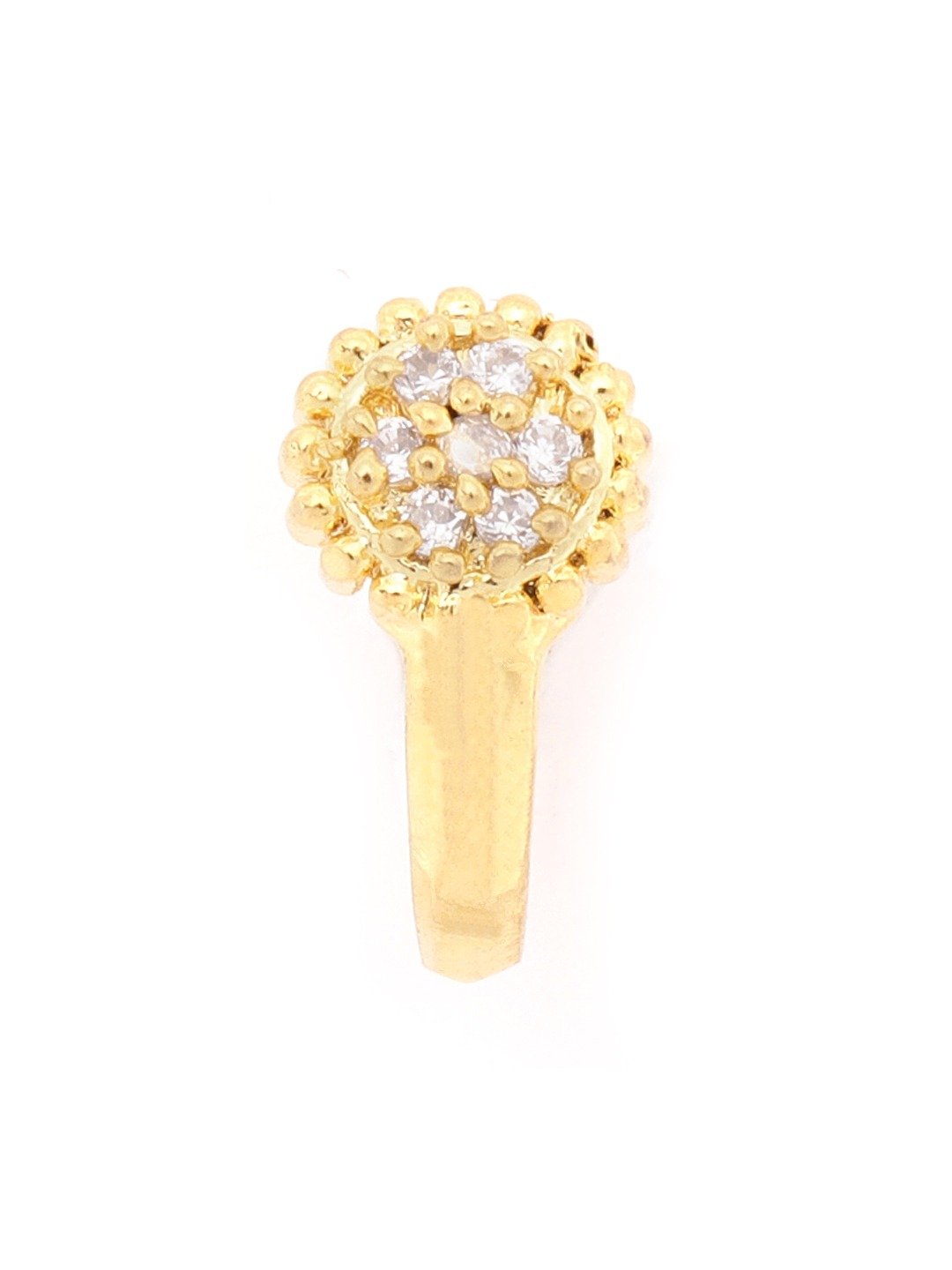 Gold CZ Cluster Flower Clip-On Nath – Non Piercing Pressing Nosepin for Women