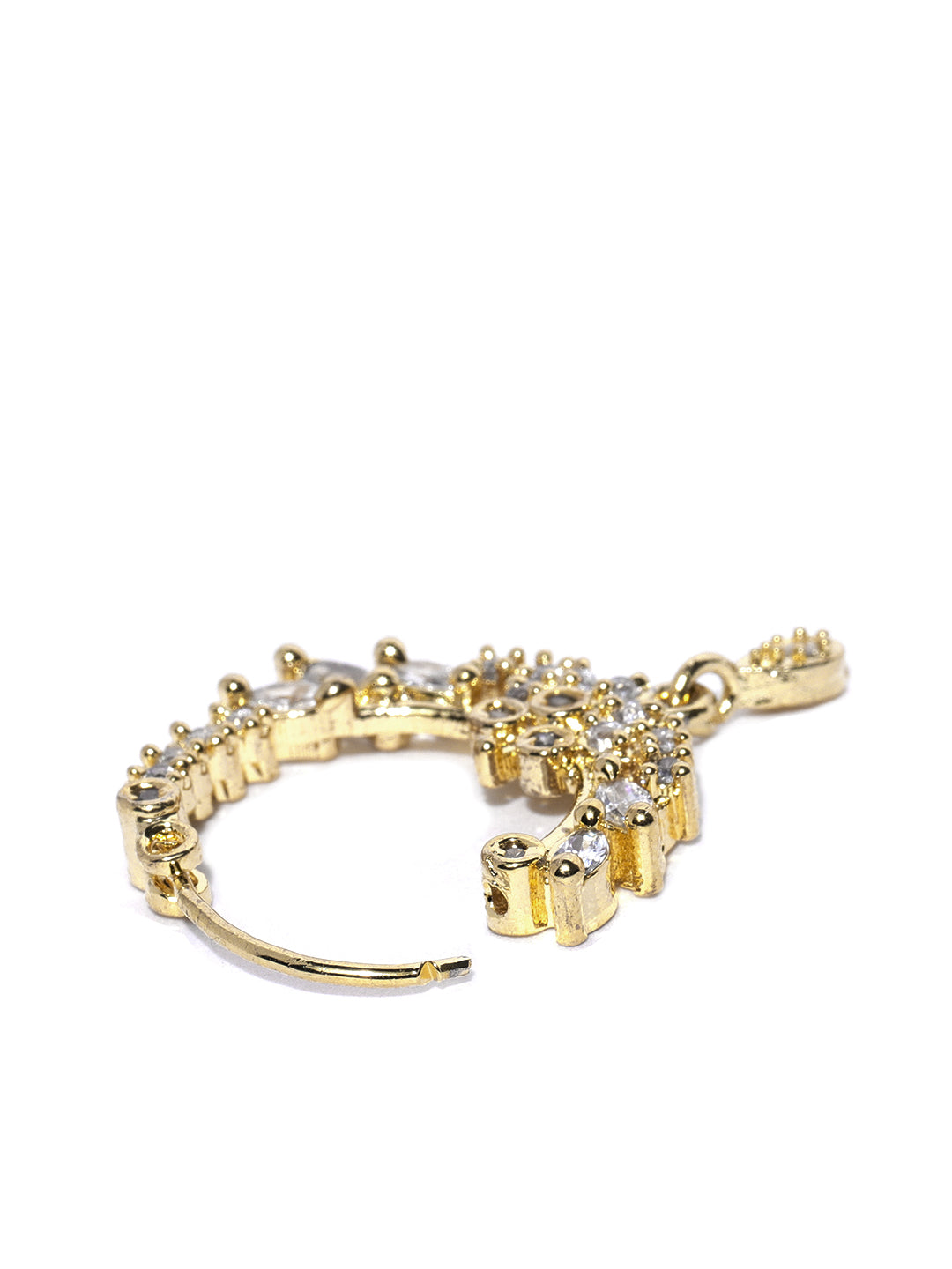 Gold Marquise Leaf & CZ Cluster Teardrop Nath – Pierced Nose Ring for Women