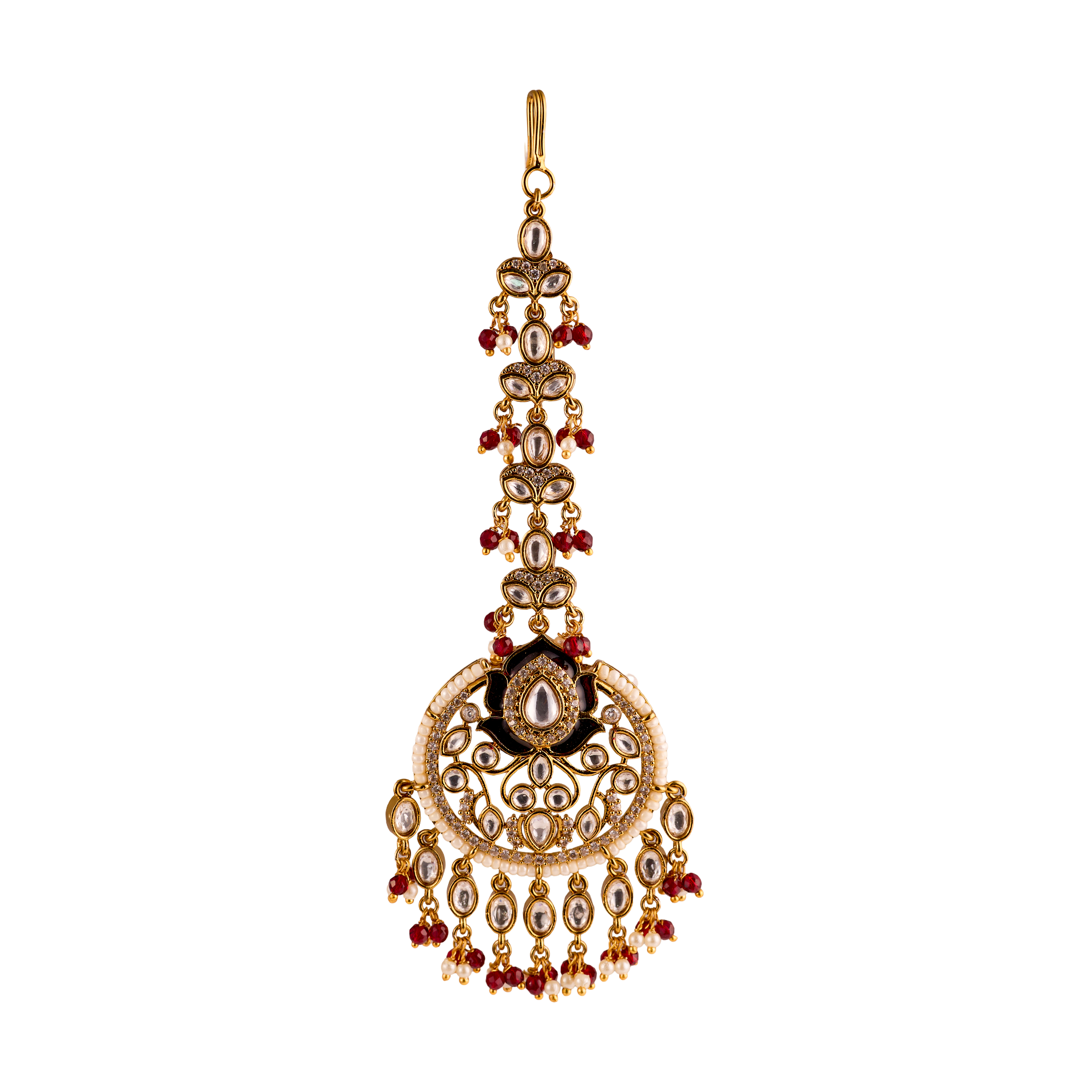 The Naaz Antique Gold Bridal Ruby Kundan Maangtikka