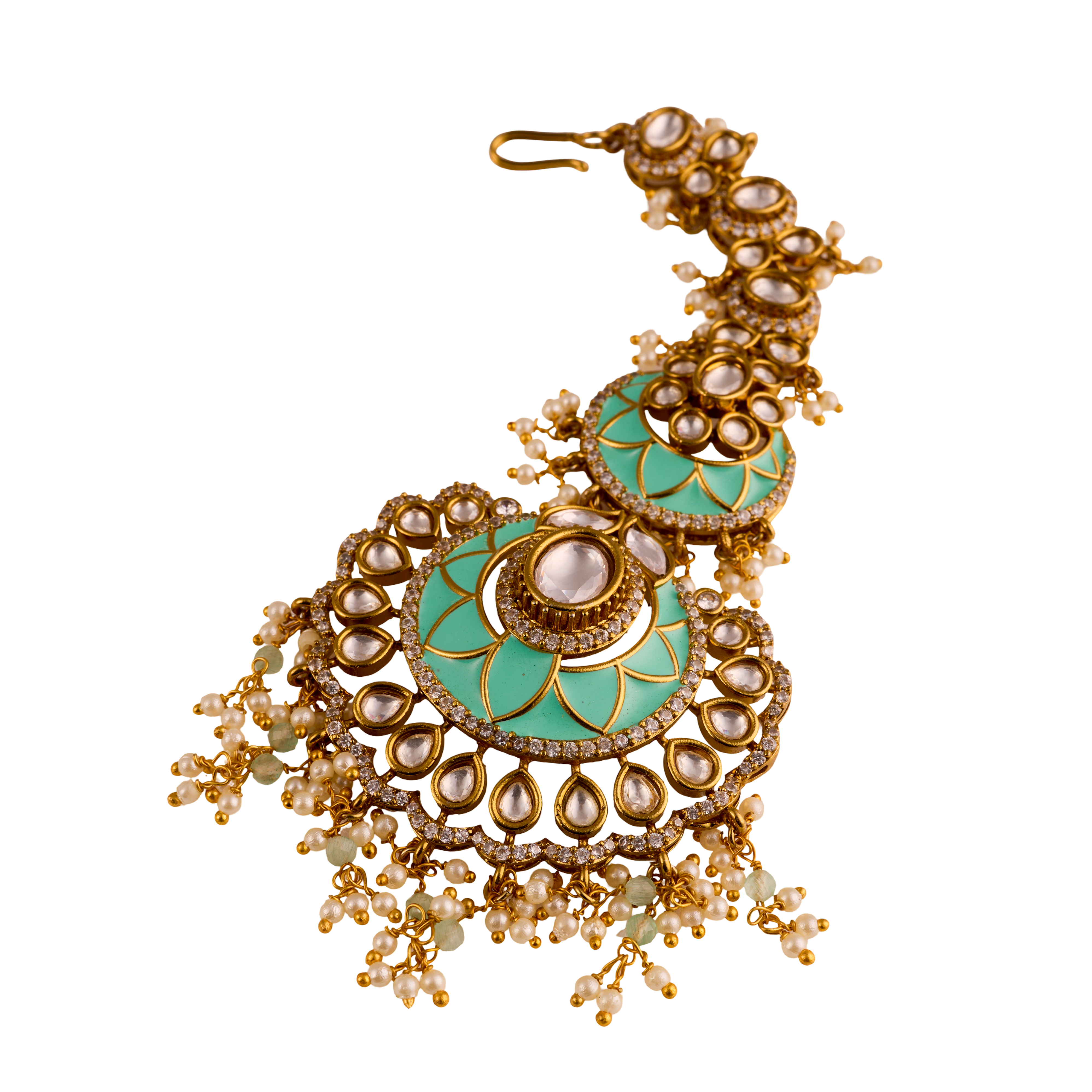 The Mint Enamel Bridal Maangtikka