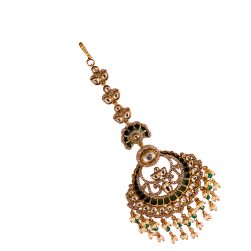 The Meera Emerald Kundan Bridal Maangtikka