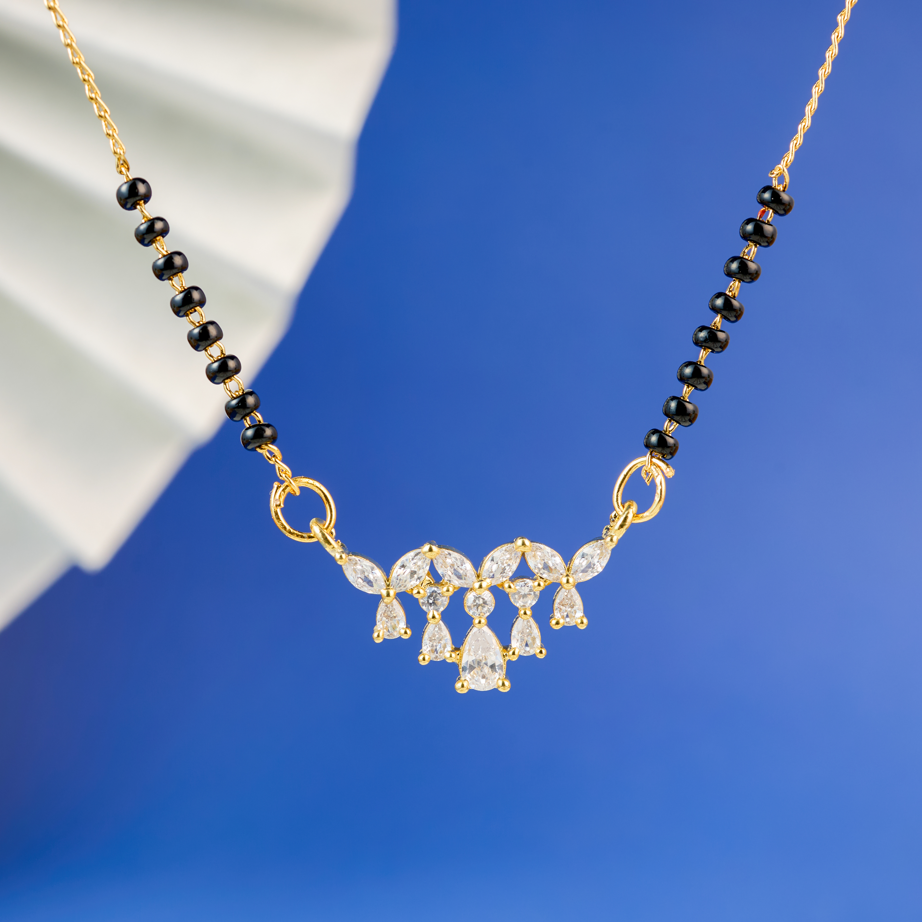 Gold Crystal Cascade mangalsutra