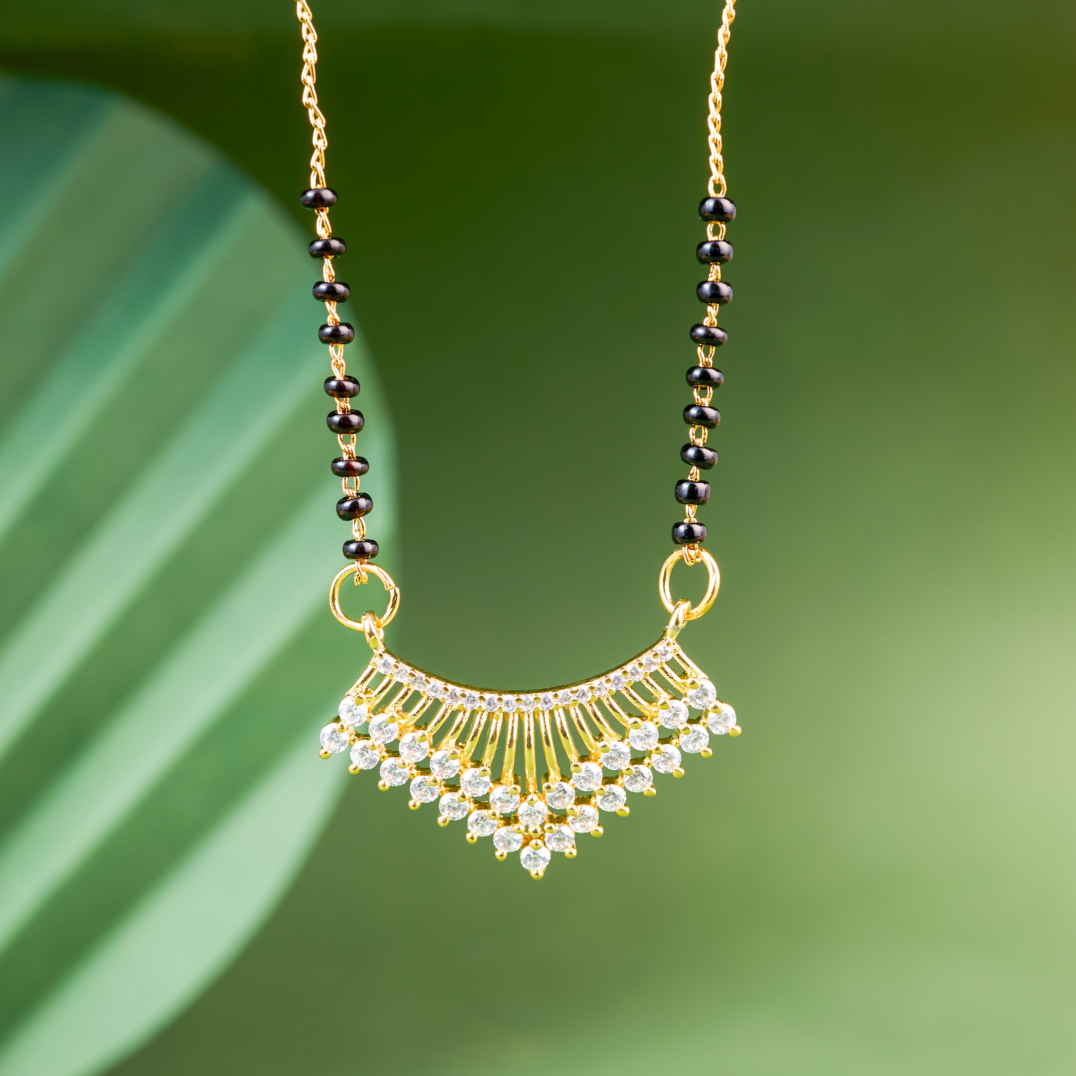 The Wave of Gold Fan Drop Mangalsutra