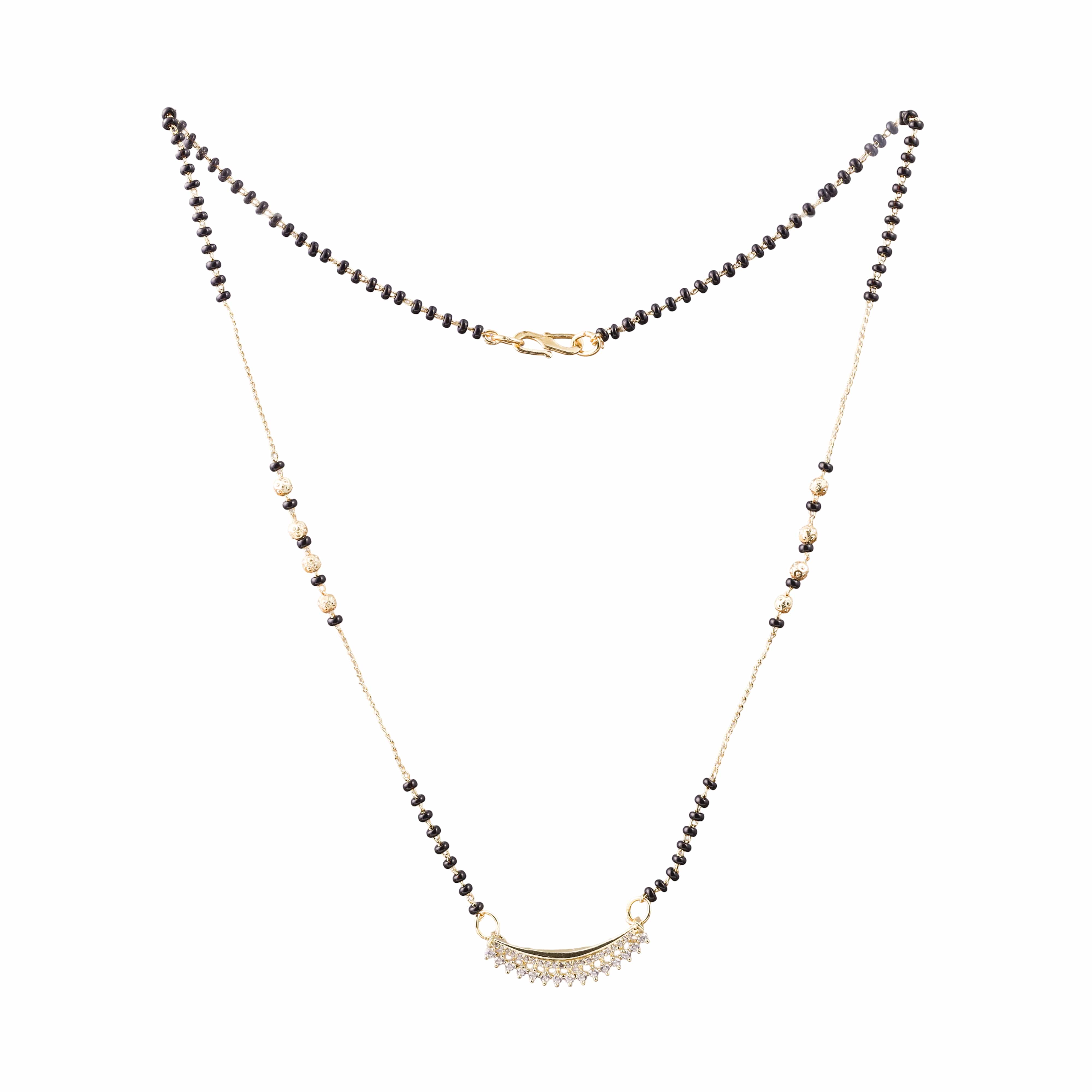 Nimoraa Gold Curved Sparkle Mangalsutra