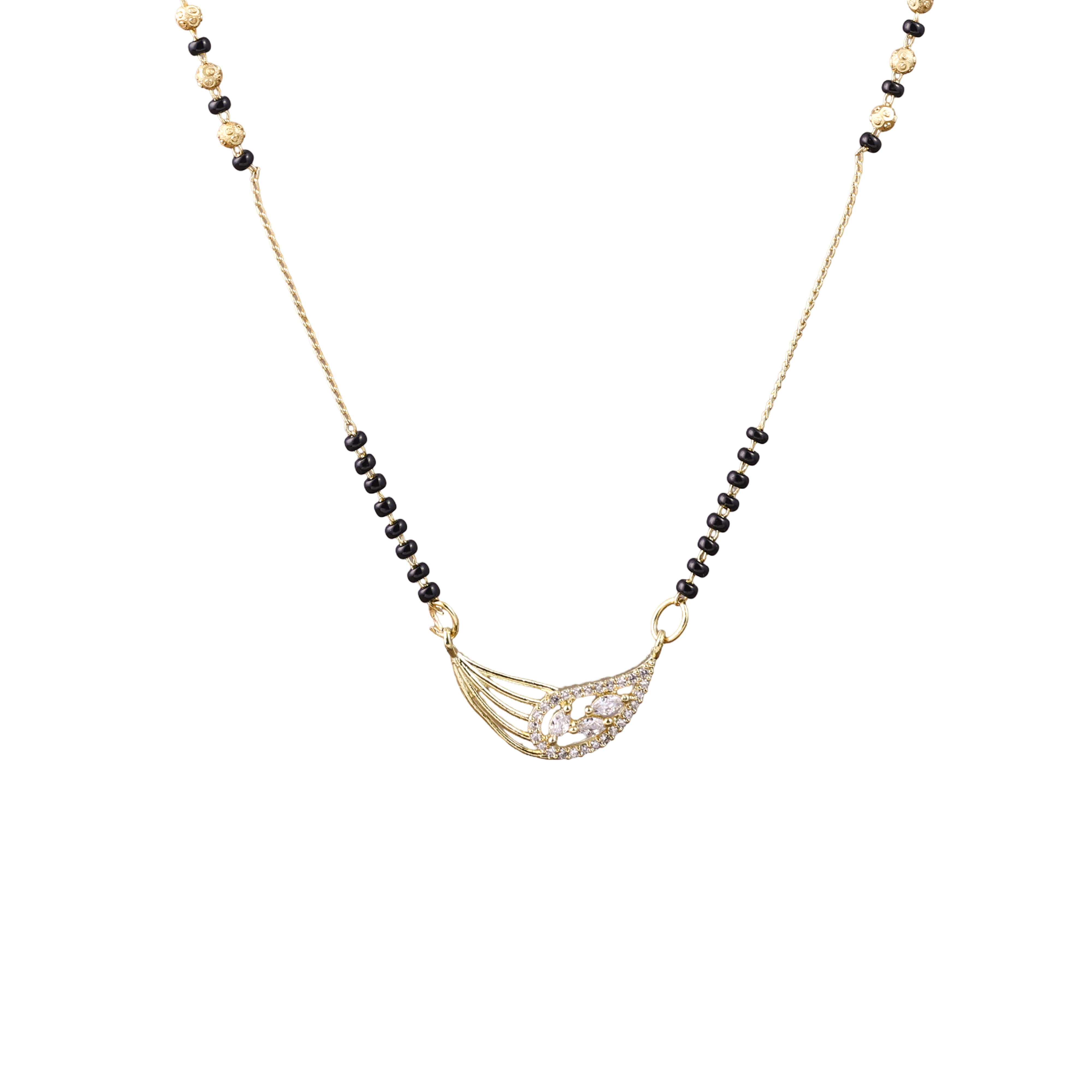 Nimoraa Curved Gold Leaf Arc Mangalsutra