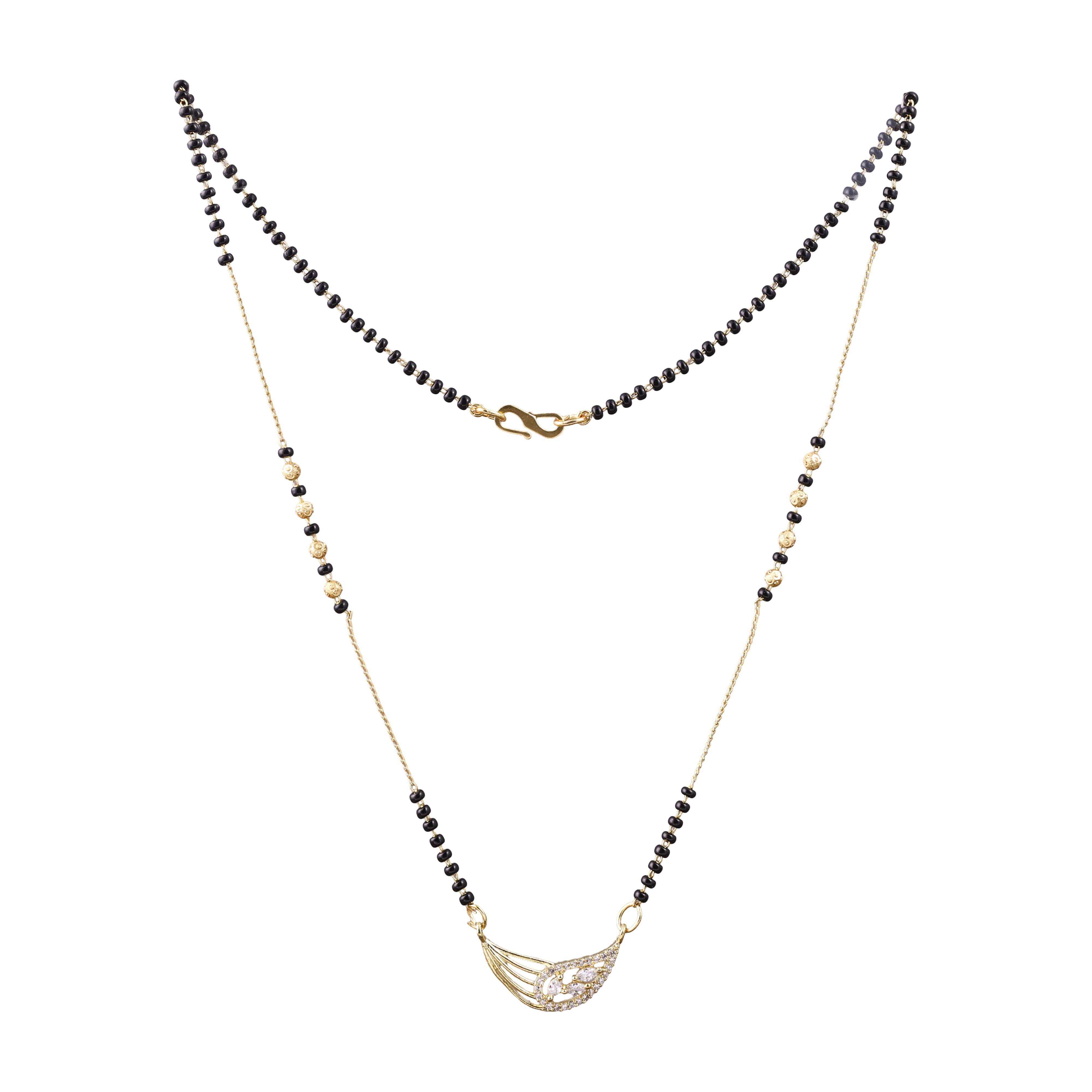 Nimoraa Curved Gold Leaf Arc Mangalsutra