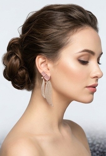 The youthful pink emerald cut dangle earrings