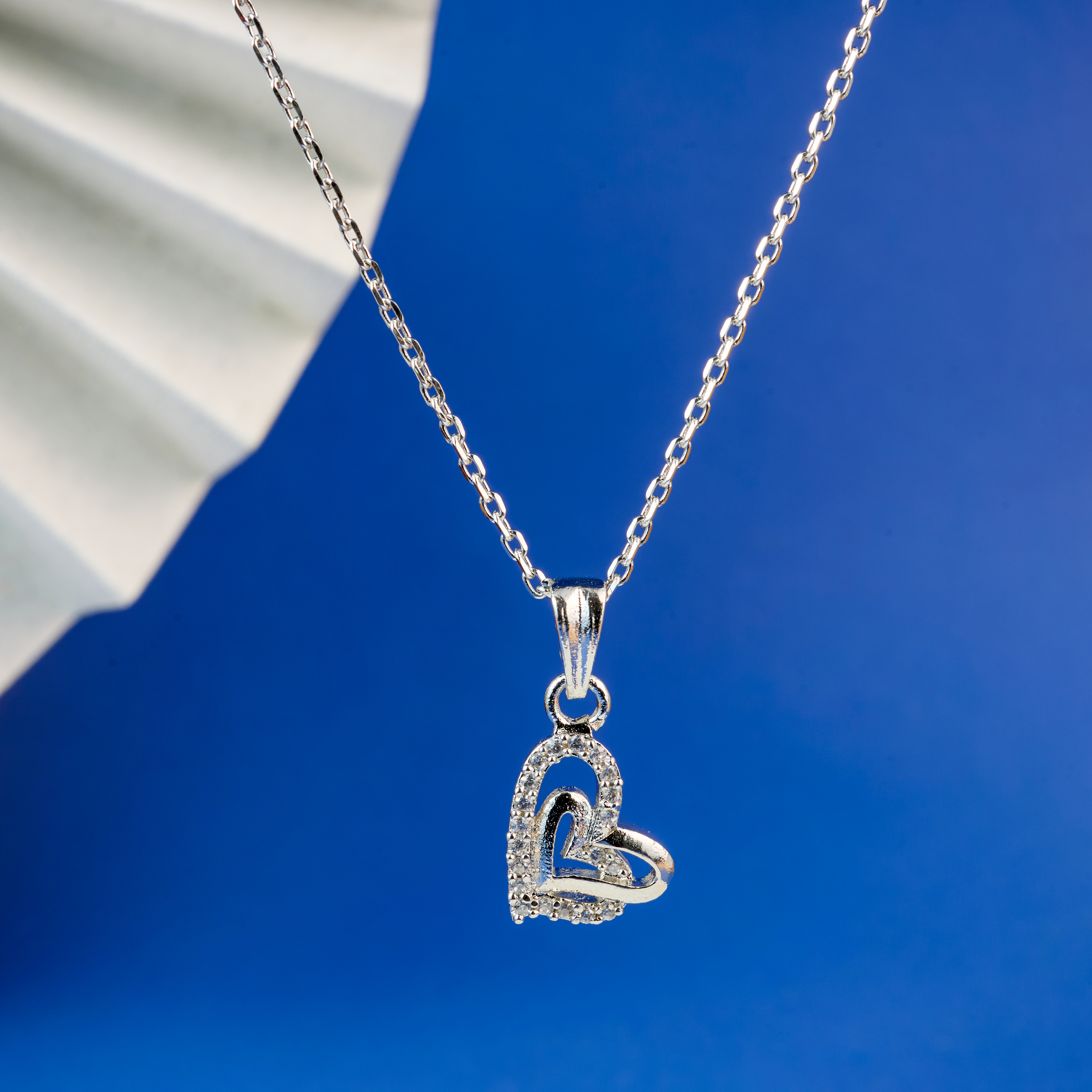Heart Embrace Silver Pendant Chain