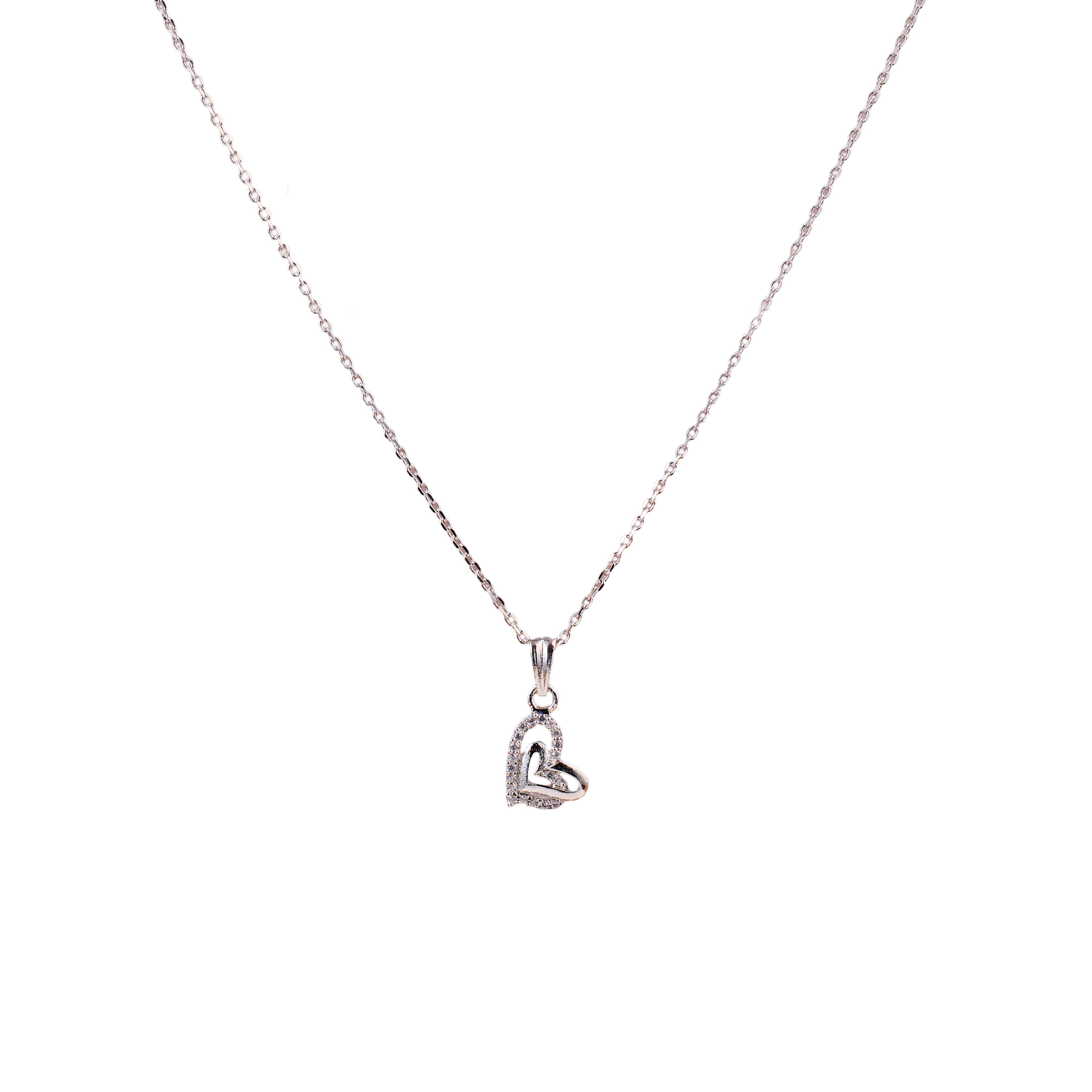 Heart Embrace Silver Pendant Chain