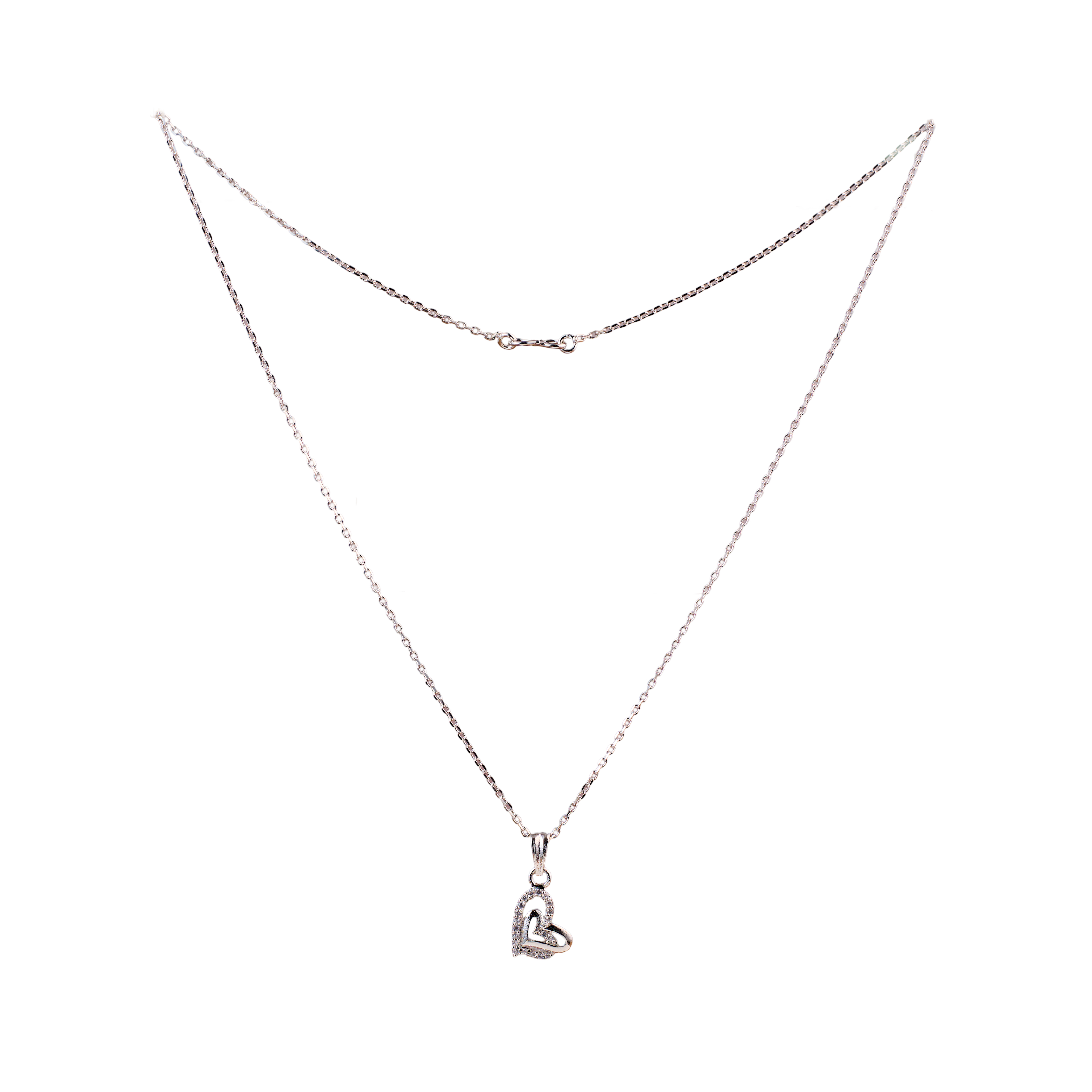 Heart Embrace Silver Pendant Chain