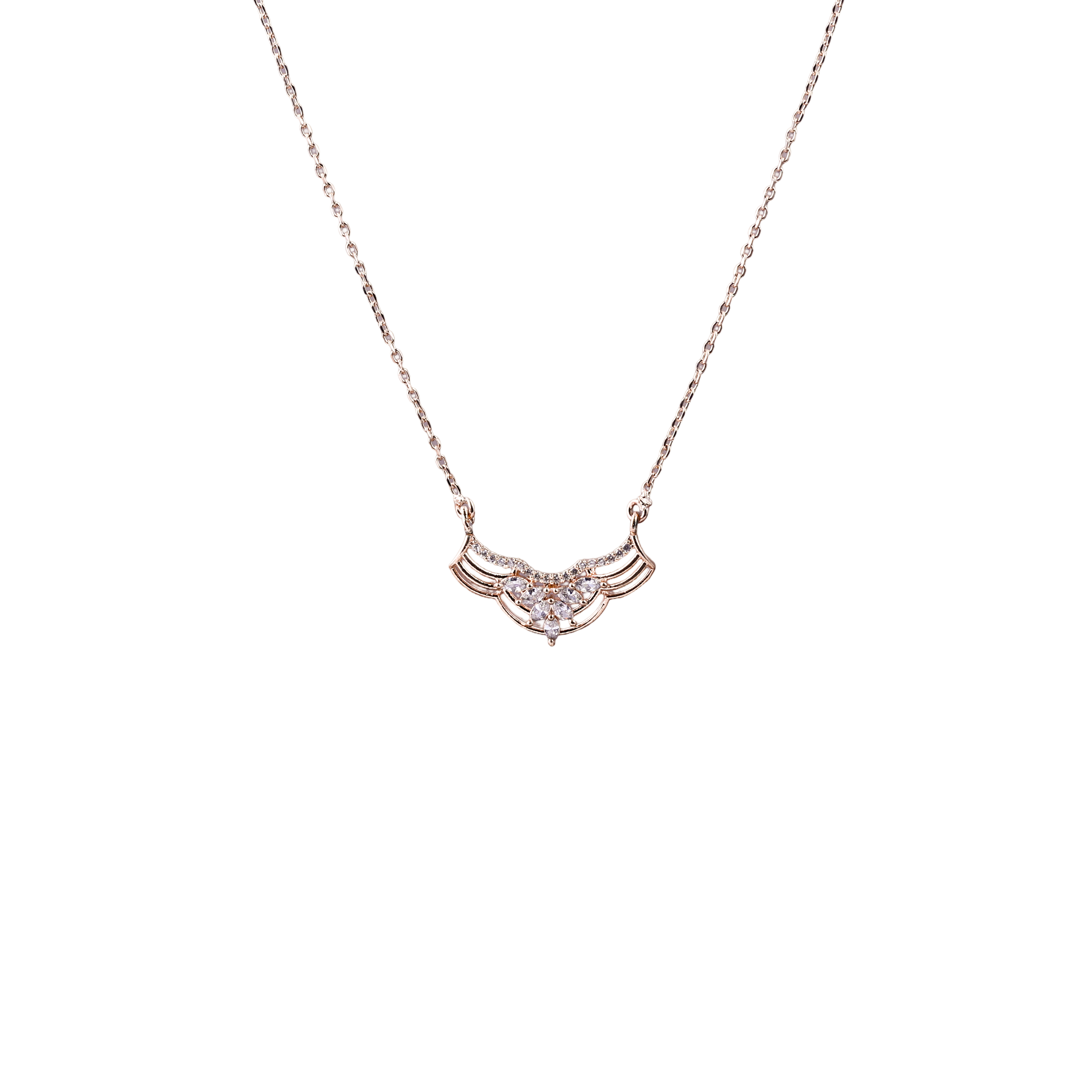 Crystal Curve RoseGold Wing Chain