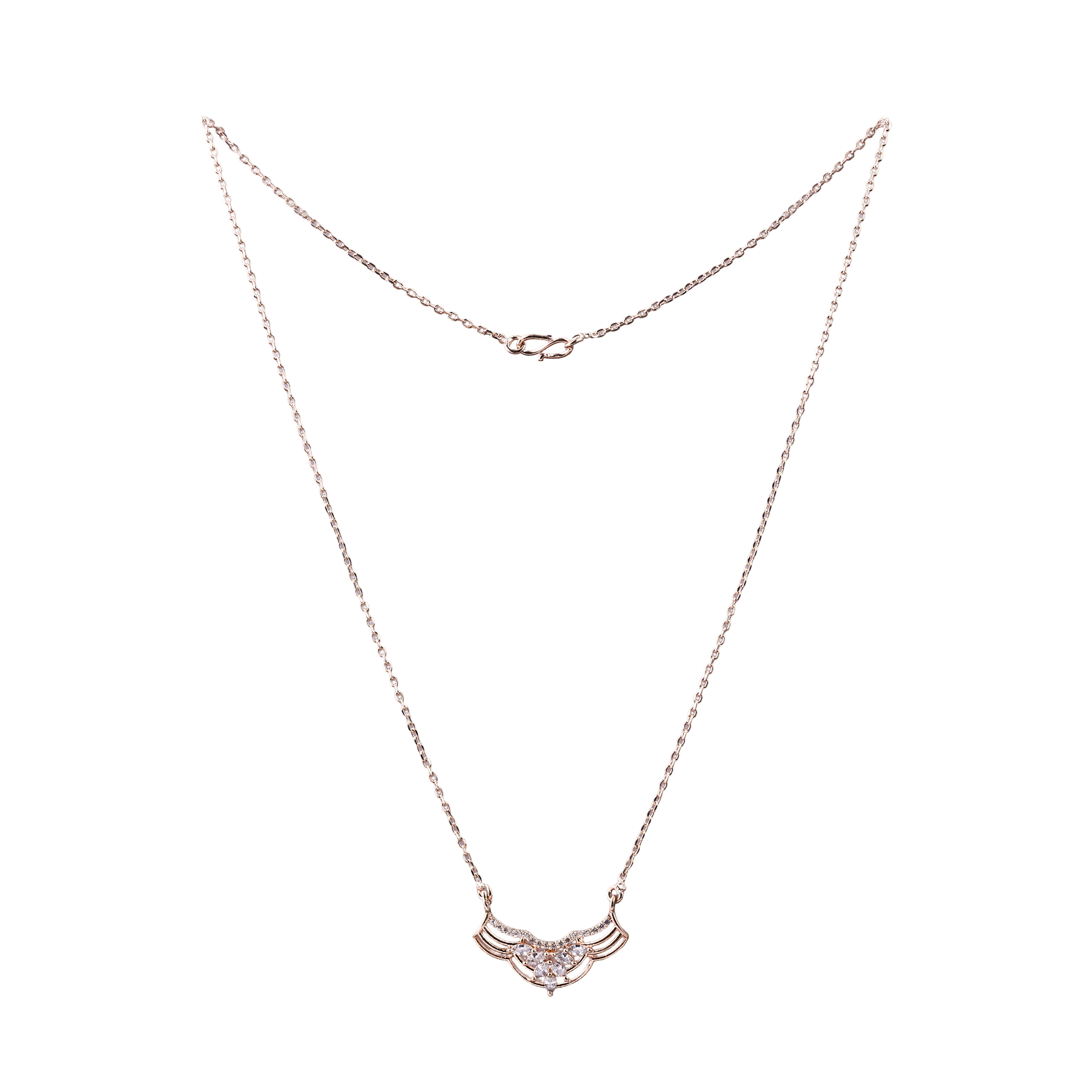 Crystal Curve RoseGold Wing Chain
