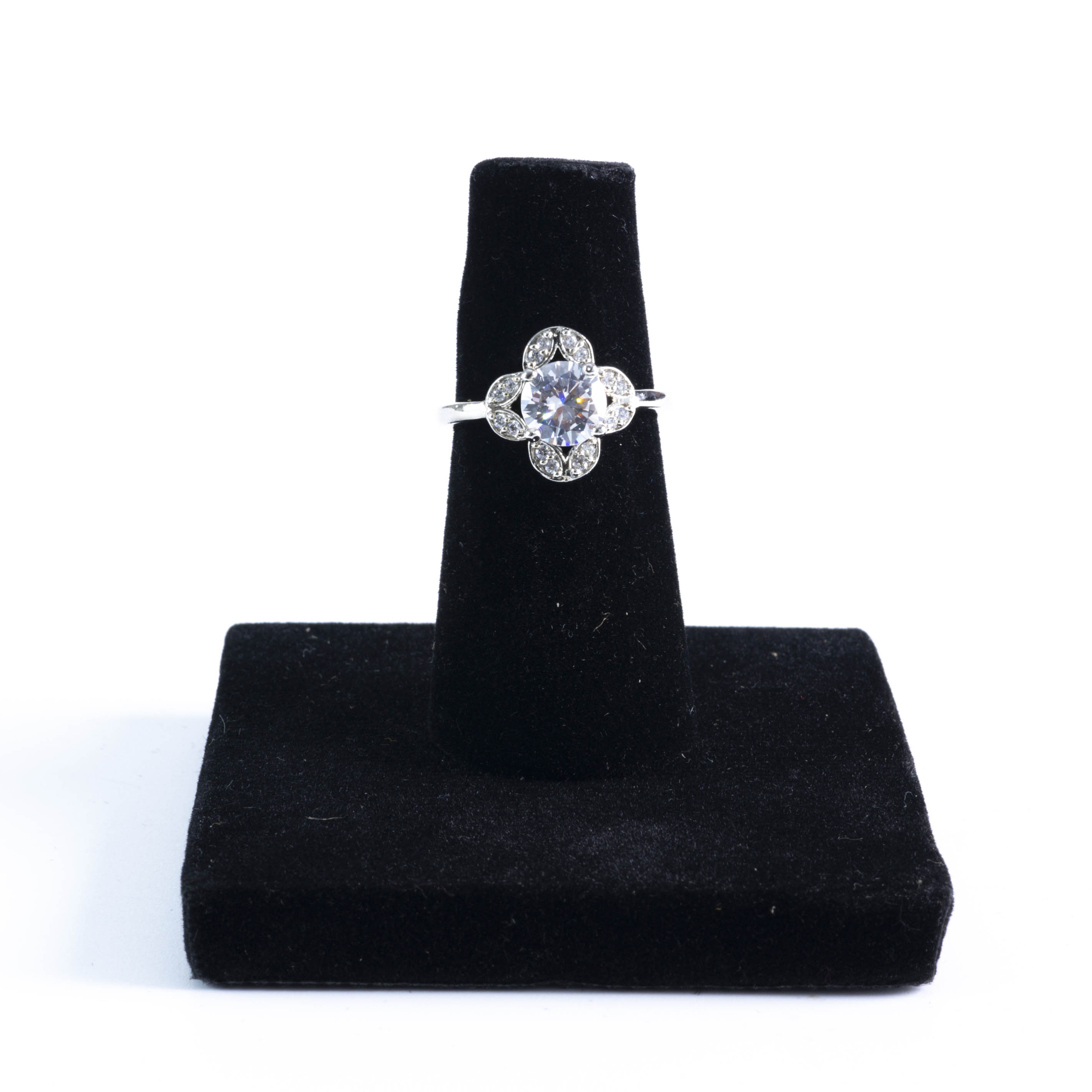Silver Petal Crown Solitaire