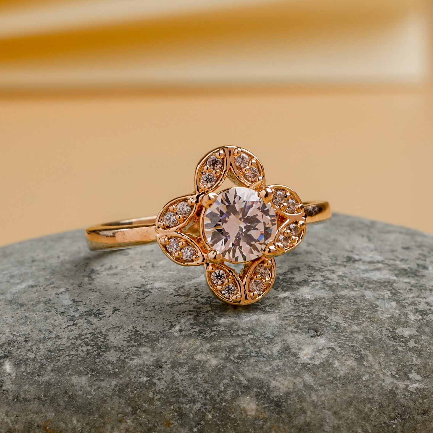 RoseGold Petal Crown Solitaire