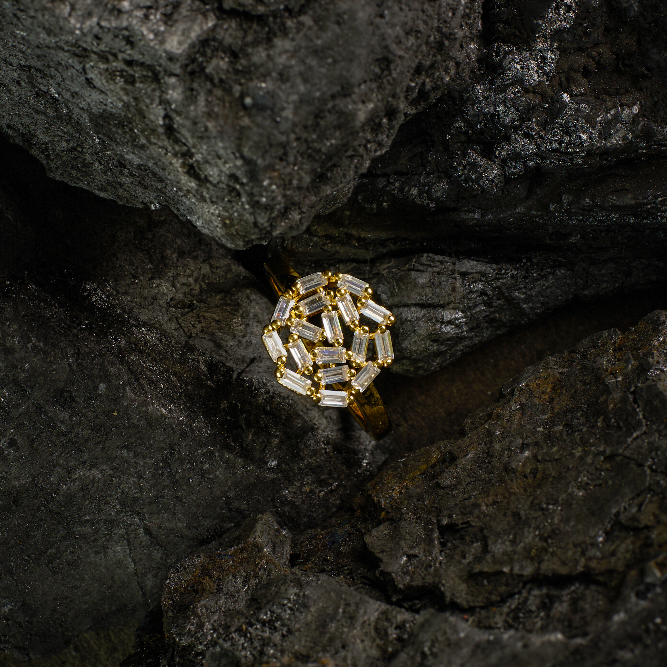 The Gold Crystal Bloom Ring