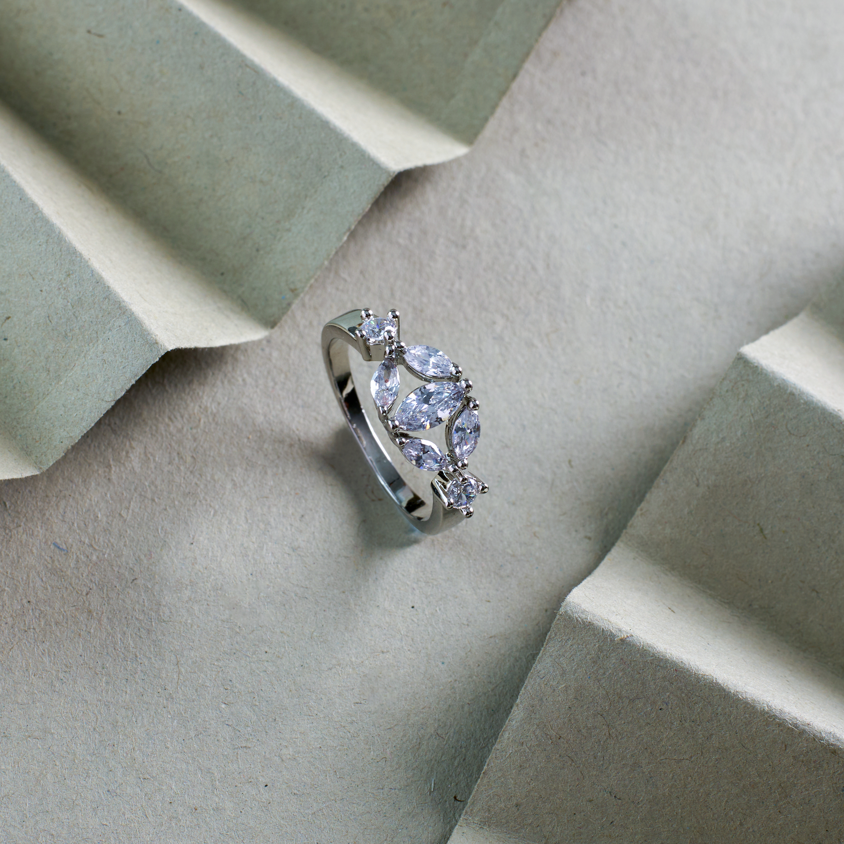 The Silver Marquise Orbit Ring