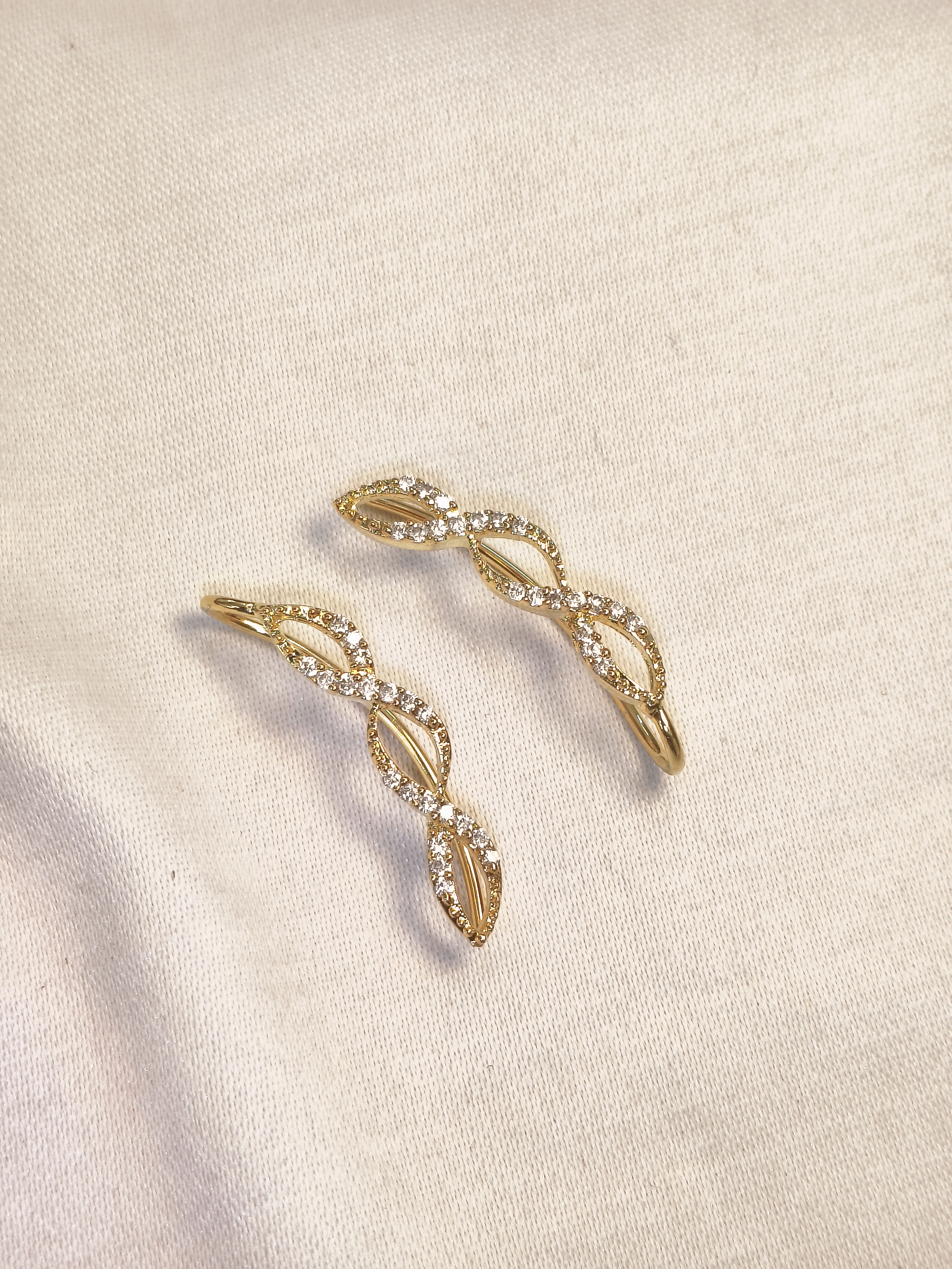 Nimoraa Elara Leaf CZ Gold-Plated Ear Cuffs for Women