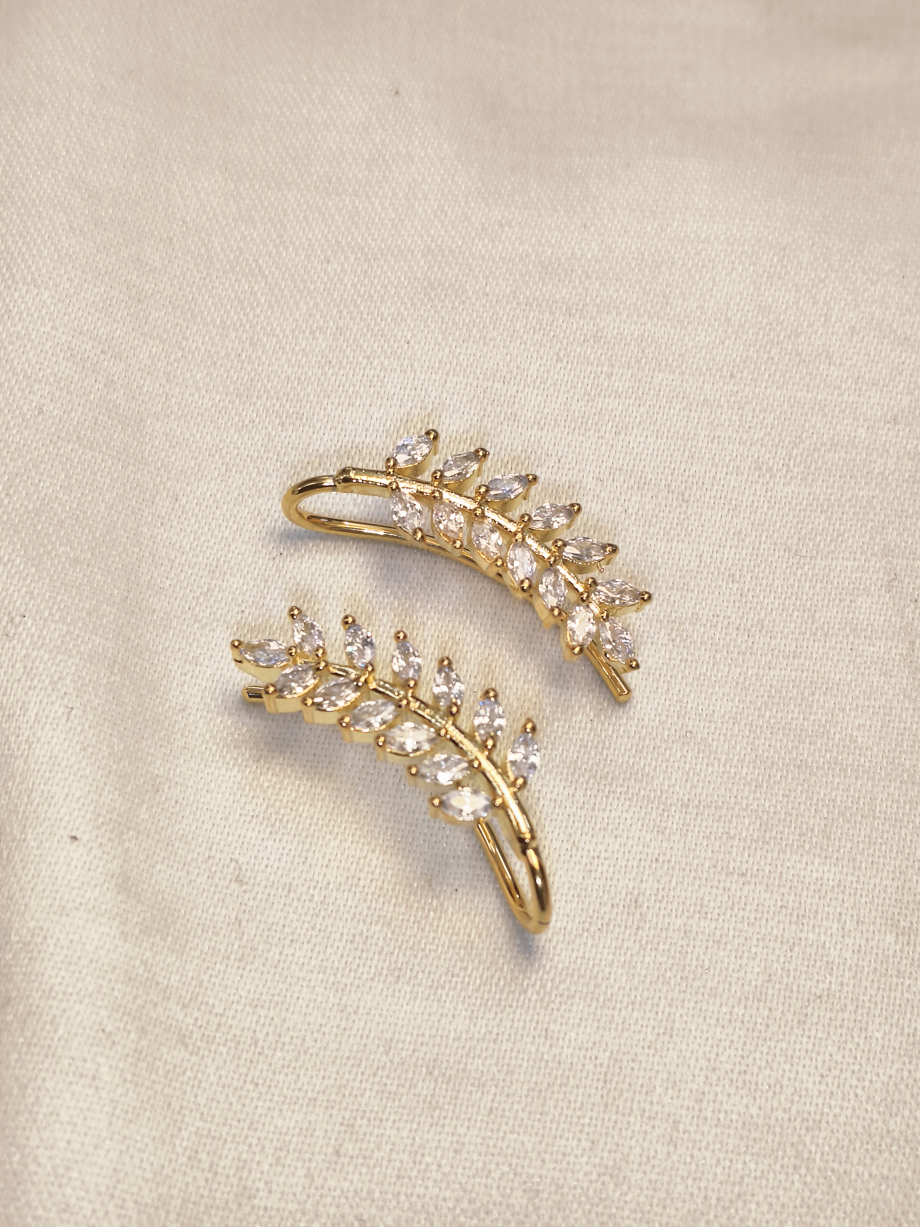 Nimoraa Elara Leaf CZ Gold-Plated Ear Cuffs for Women
