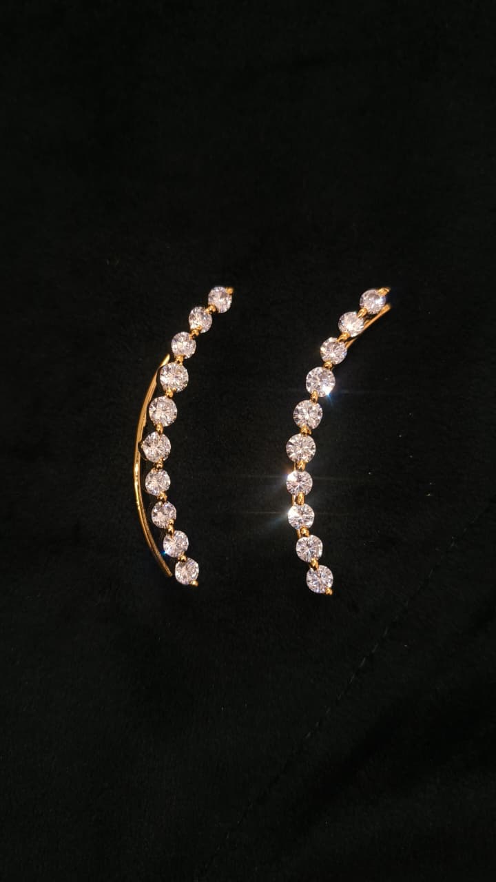 Nimoraa Elara Leaf CZ Gold-Plated Ear Cuffs for Women