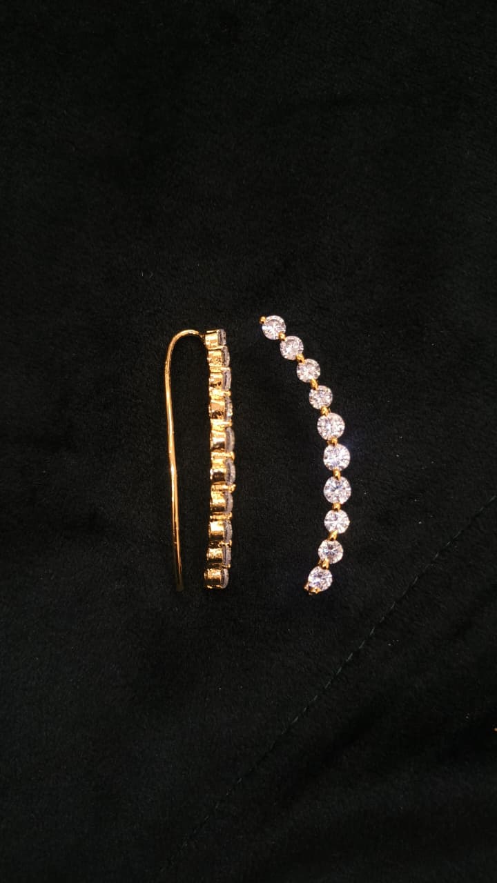 Nimoraa Elara Leaf CZ Gold-Plated Ear Cuffs for Women