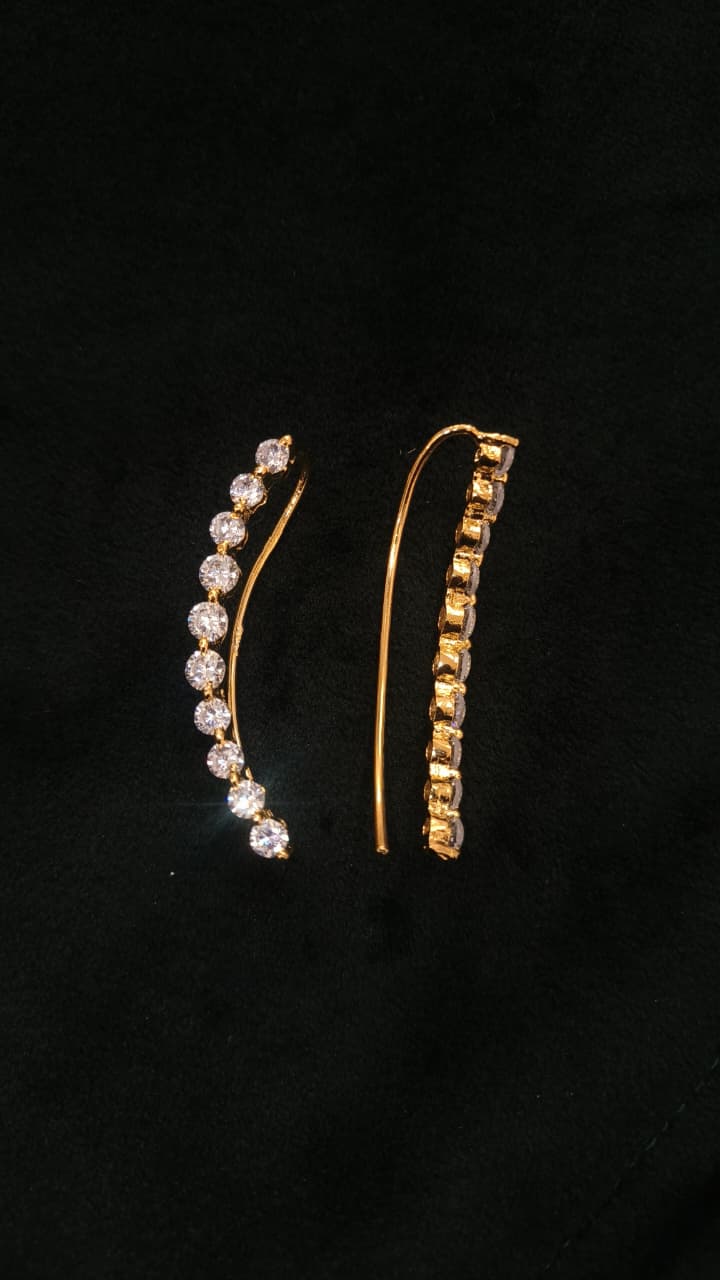 Nimoraa Elara Leaf CZ Gold-Plated Ear Cuffs for Women