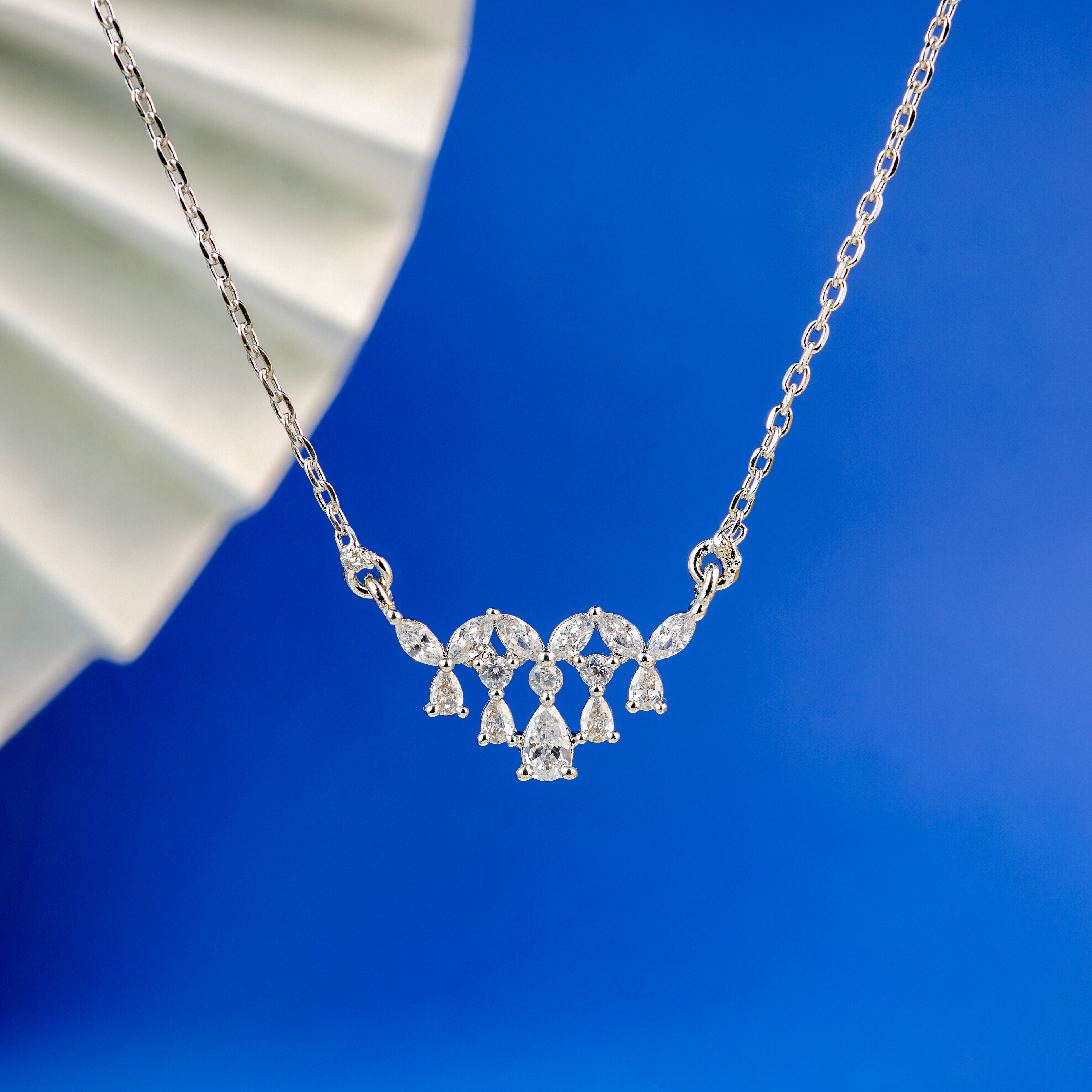 Silver Crystal Cascade Chain