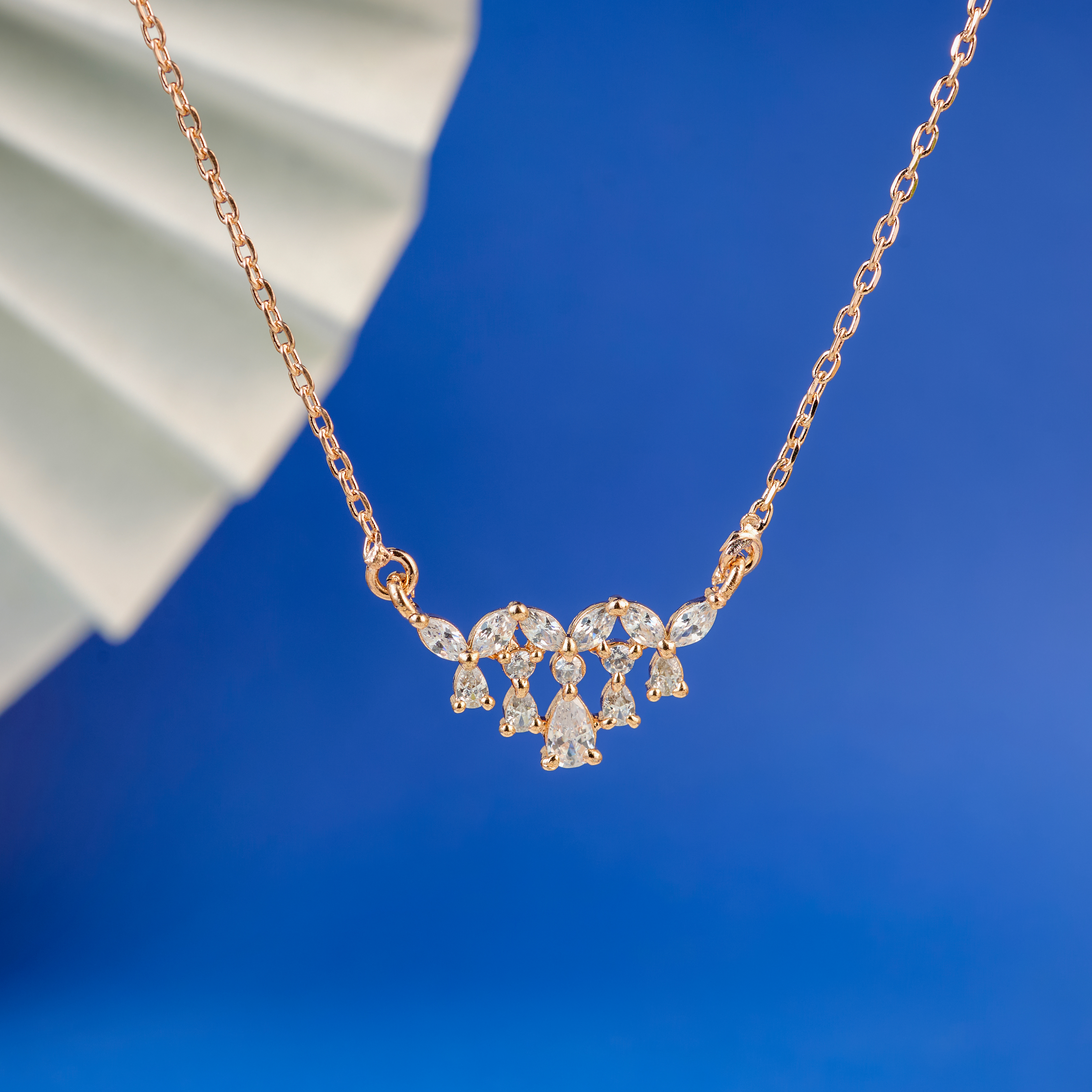 RoseGold Crystal Cascade Chain