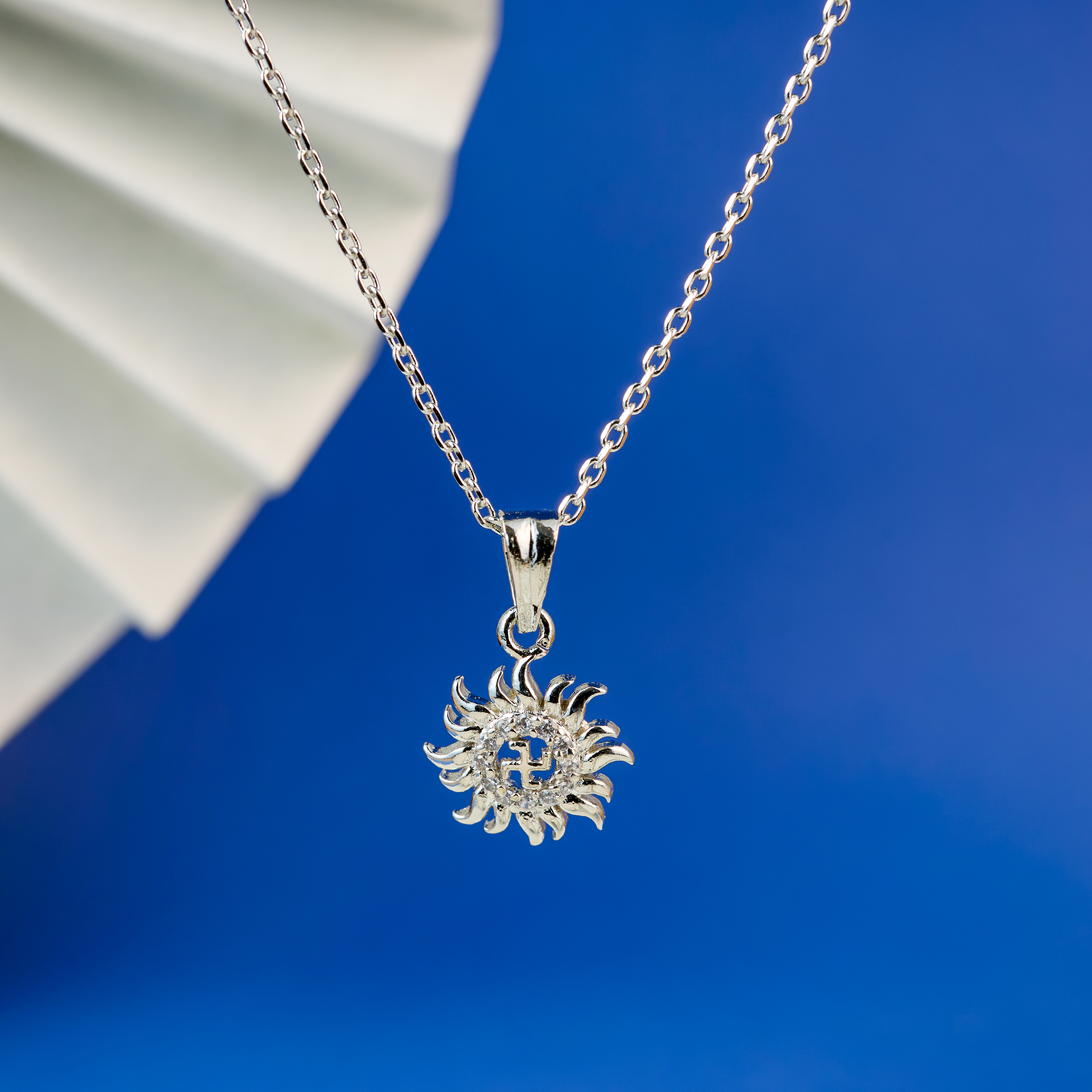 Surya Shakti Silver Pendant Chain