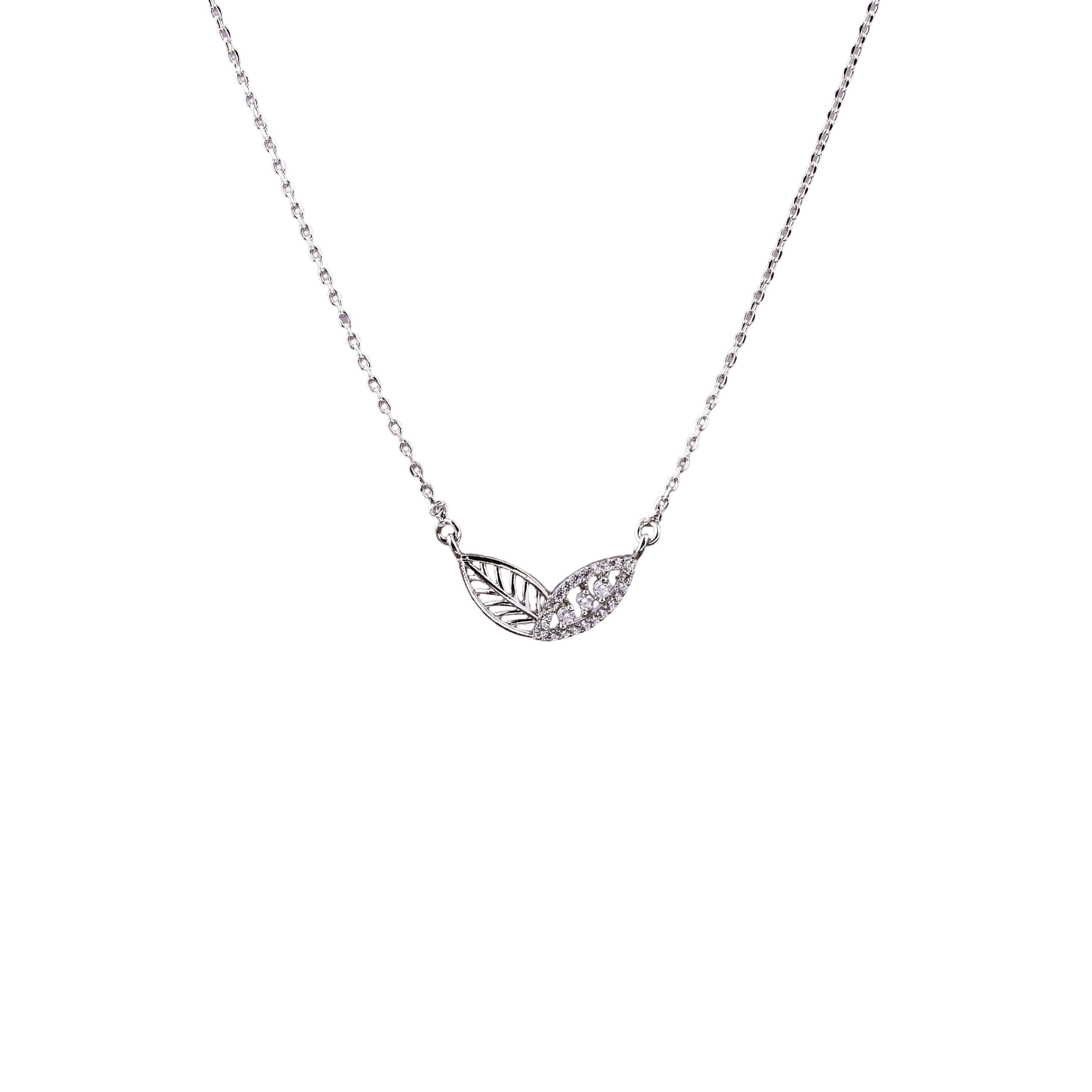 Silver Dual Leaf Love Chain