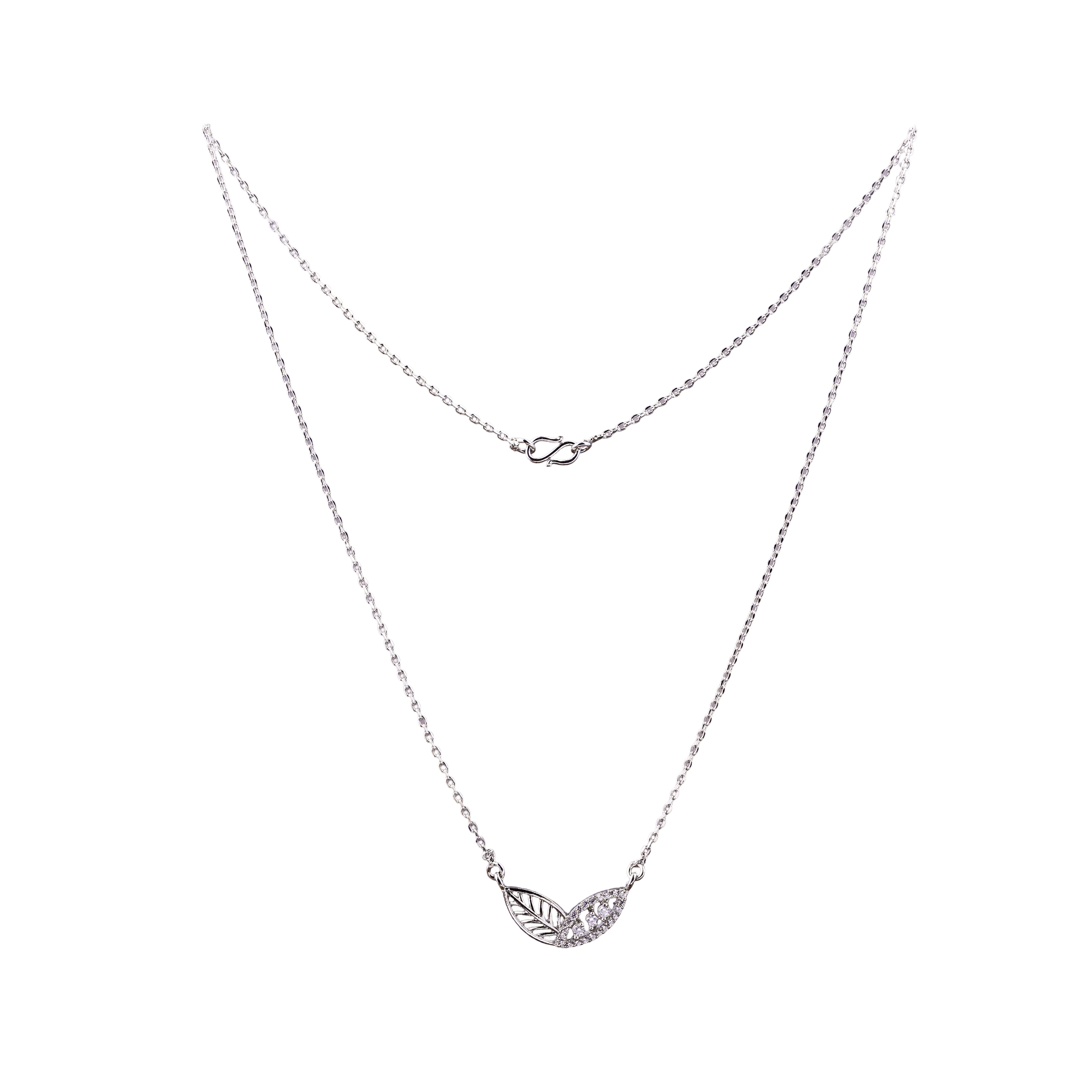 Silver Dual Leaf Love Chain