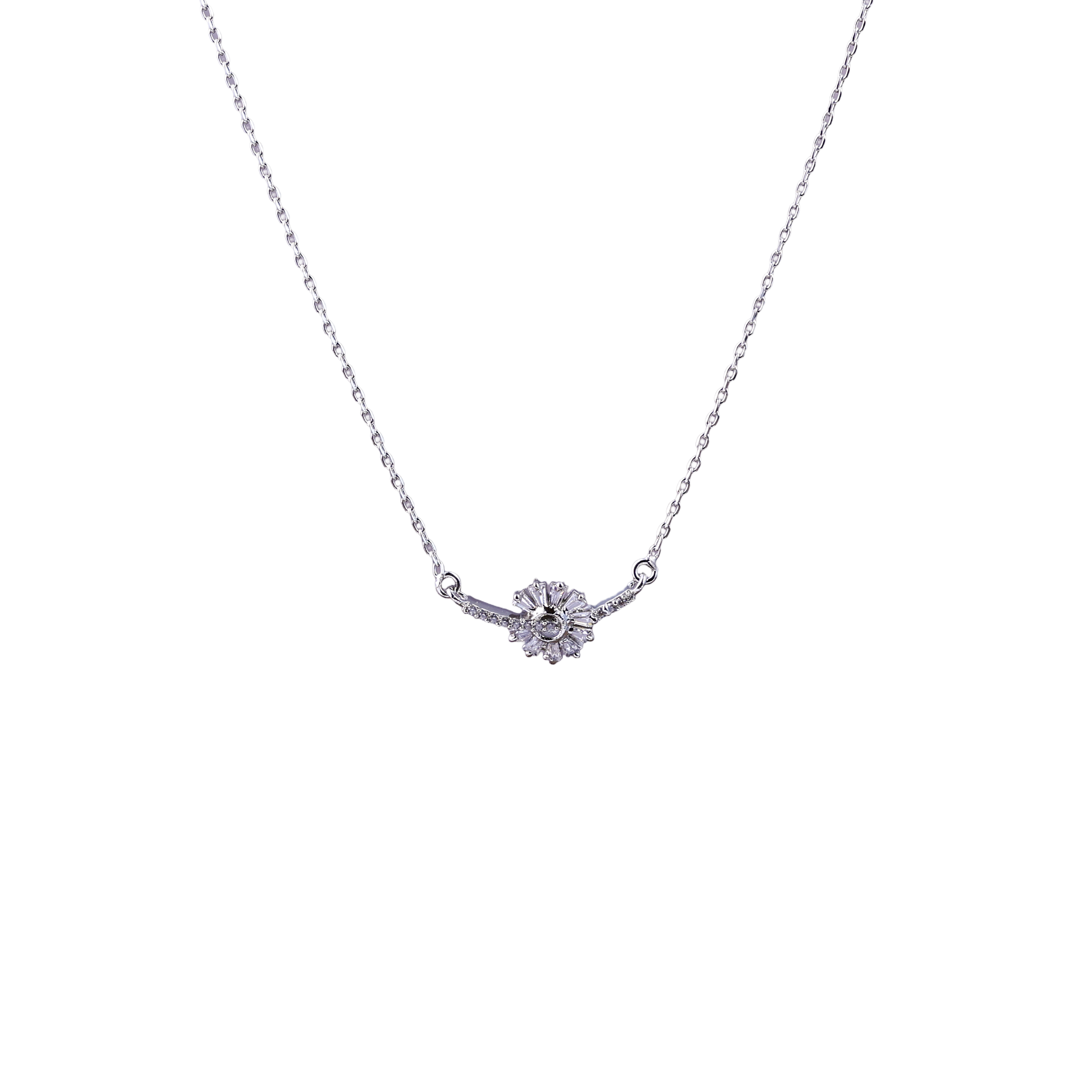 Silver plated Orbit Bloom Diamond Chain