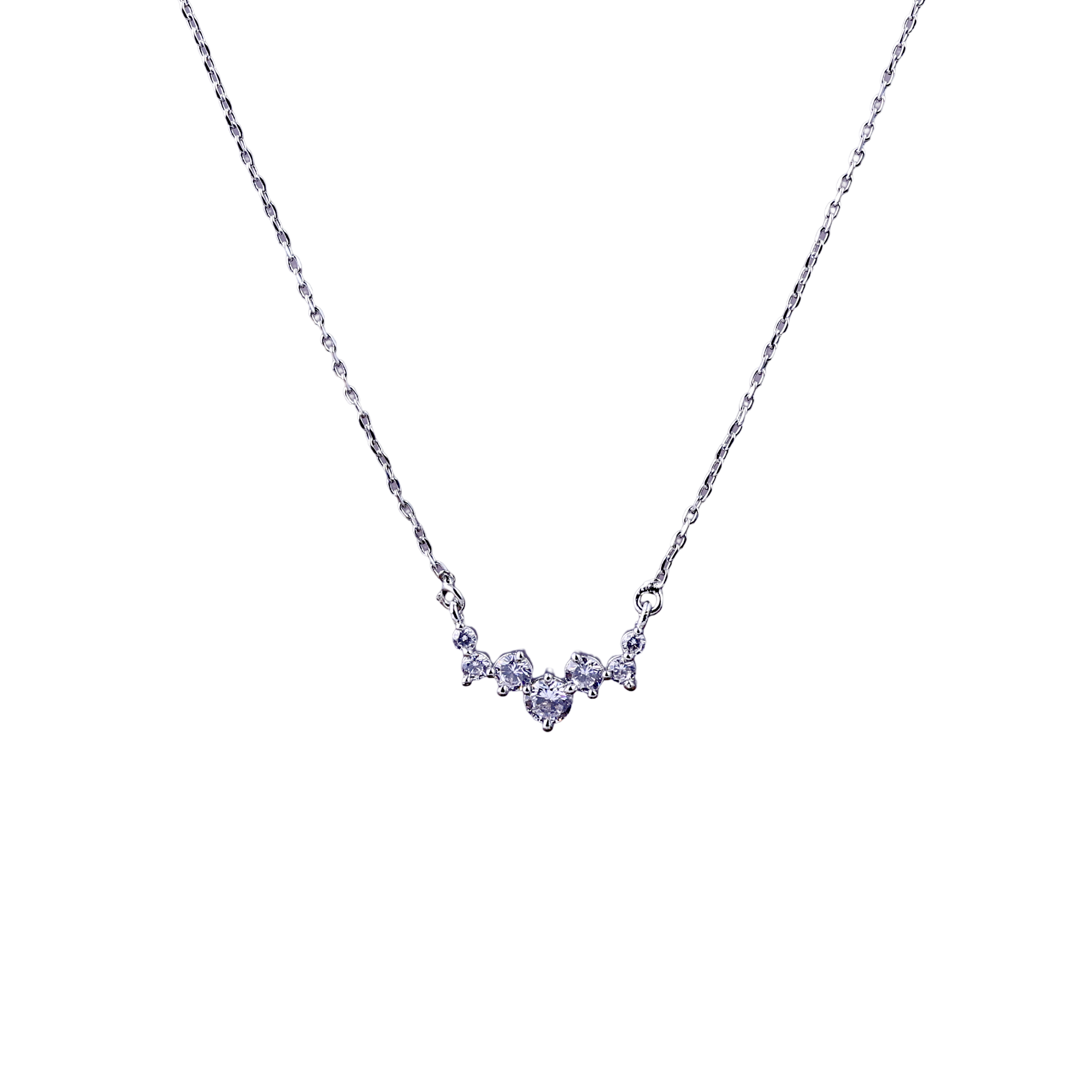 Nimoraa Five Stone Silver Curve Chain