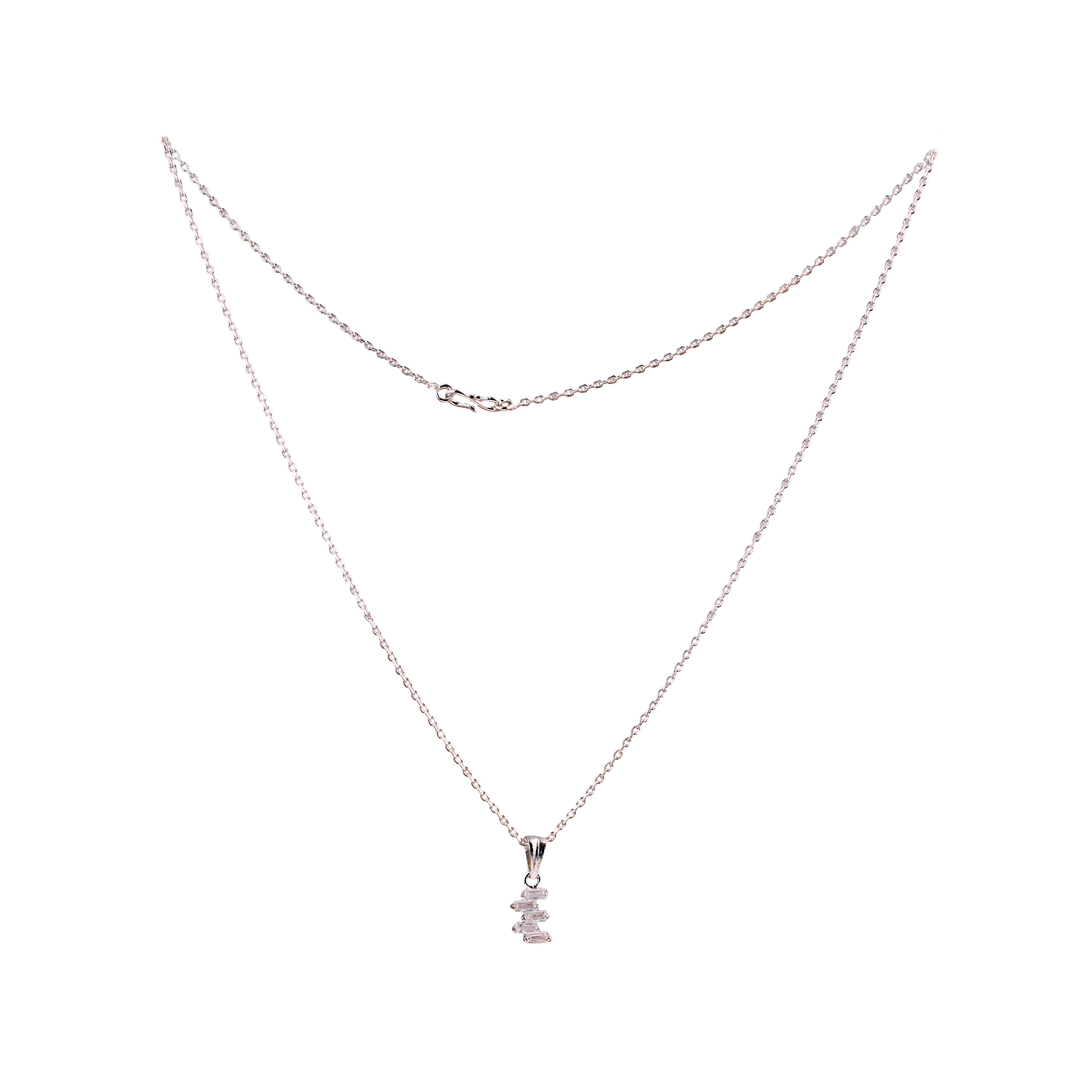 Nimoraa Stacked Silver Baguette Drop Chain